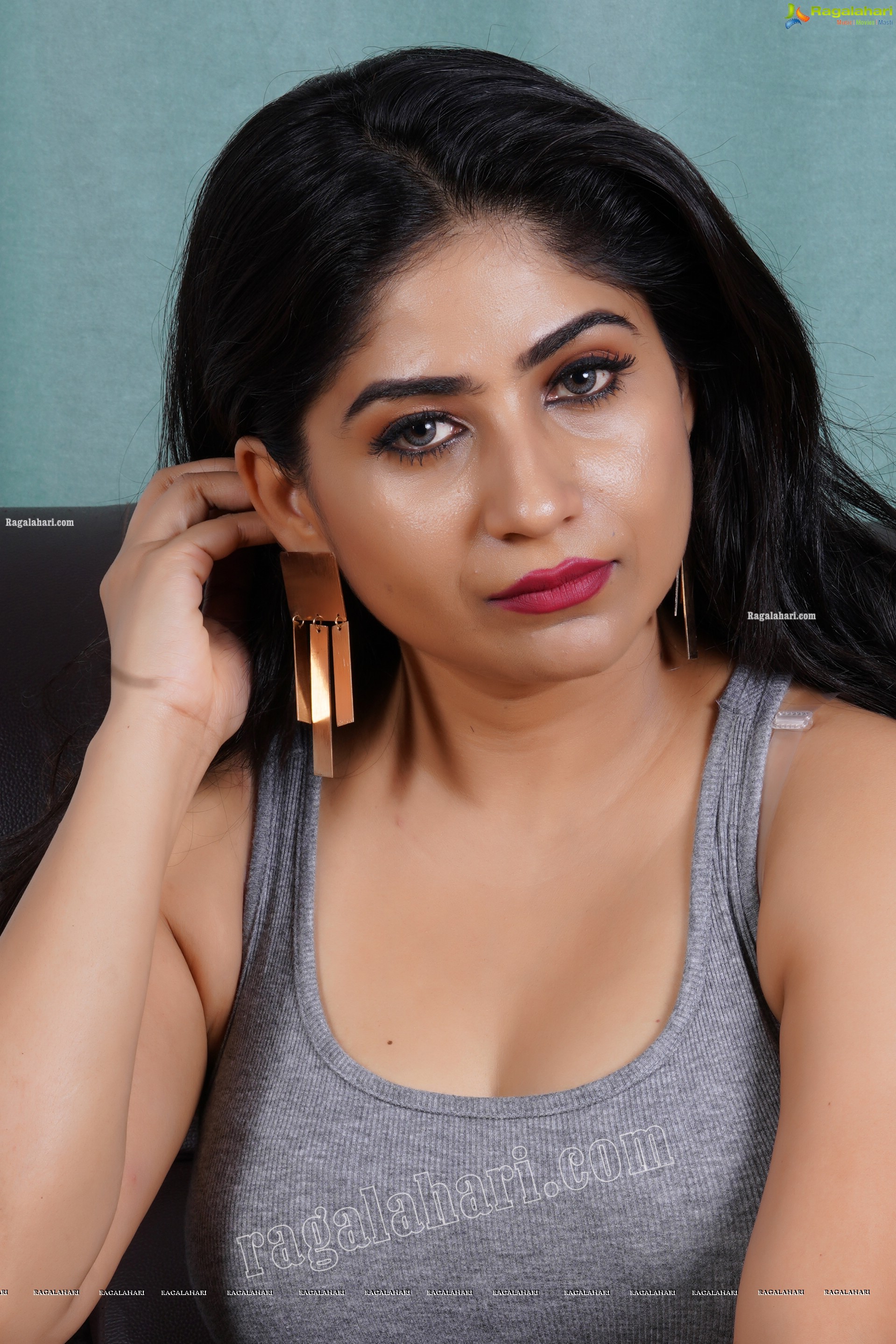 Madhulagna Das in Gray Crop Top and Black Denim Shorts, Exclusive Photoshoot