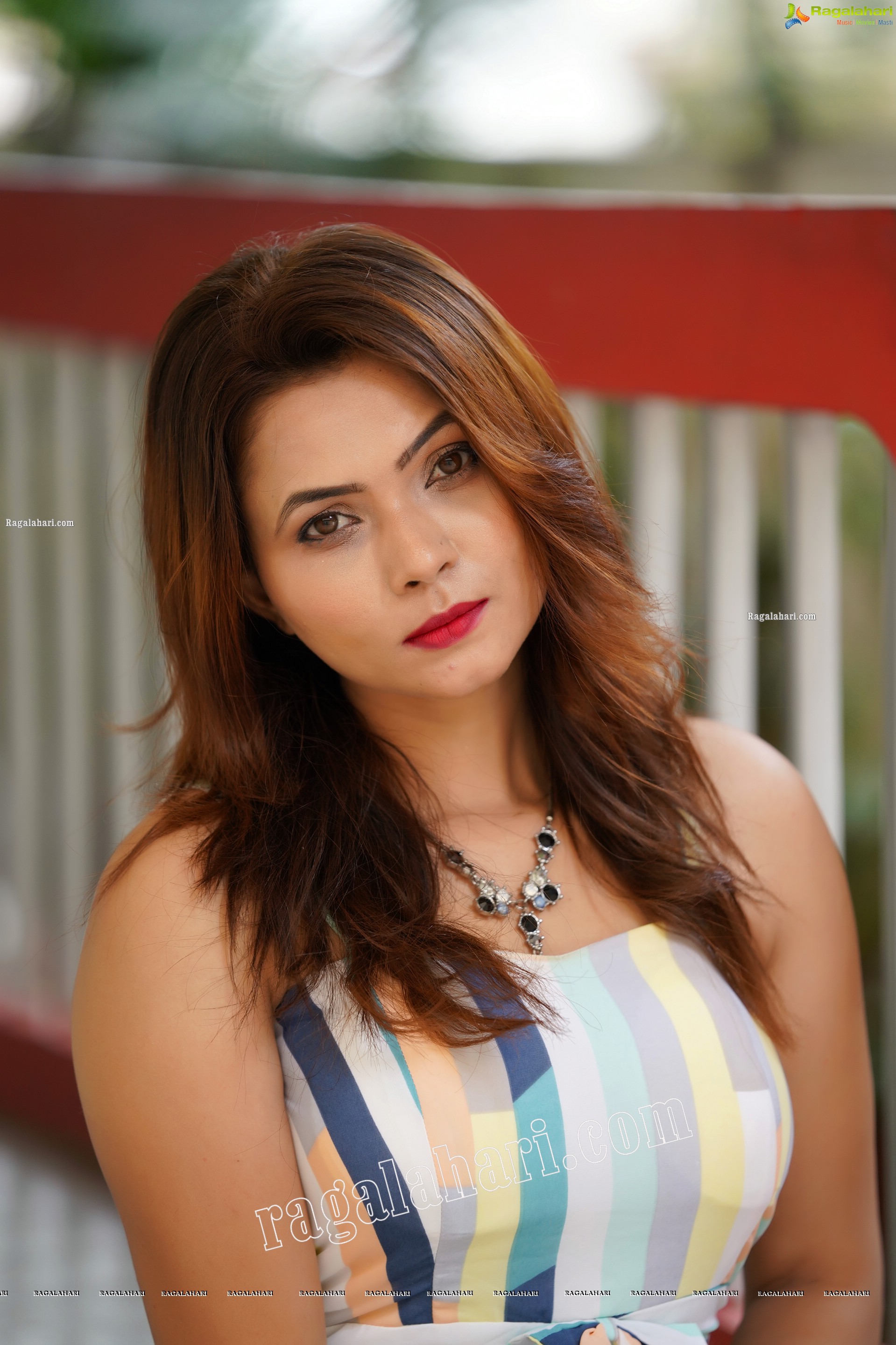 Pranita Waghchoure in Multi-Color Stripes Printed Mini Dress, Exclusive Photoshoot