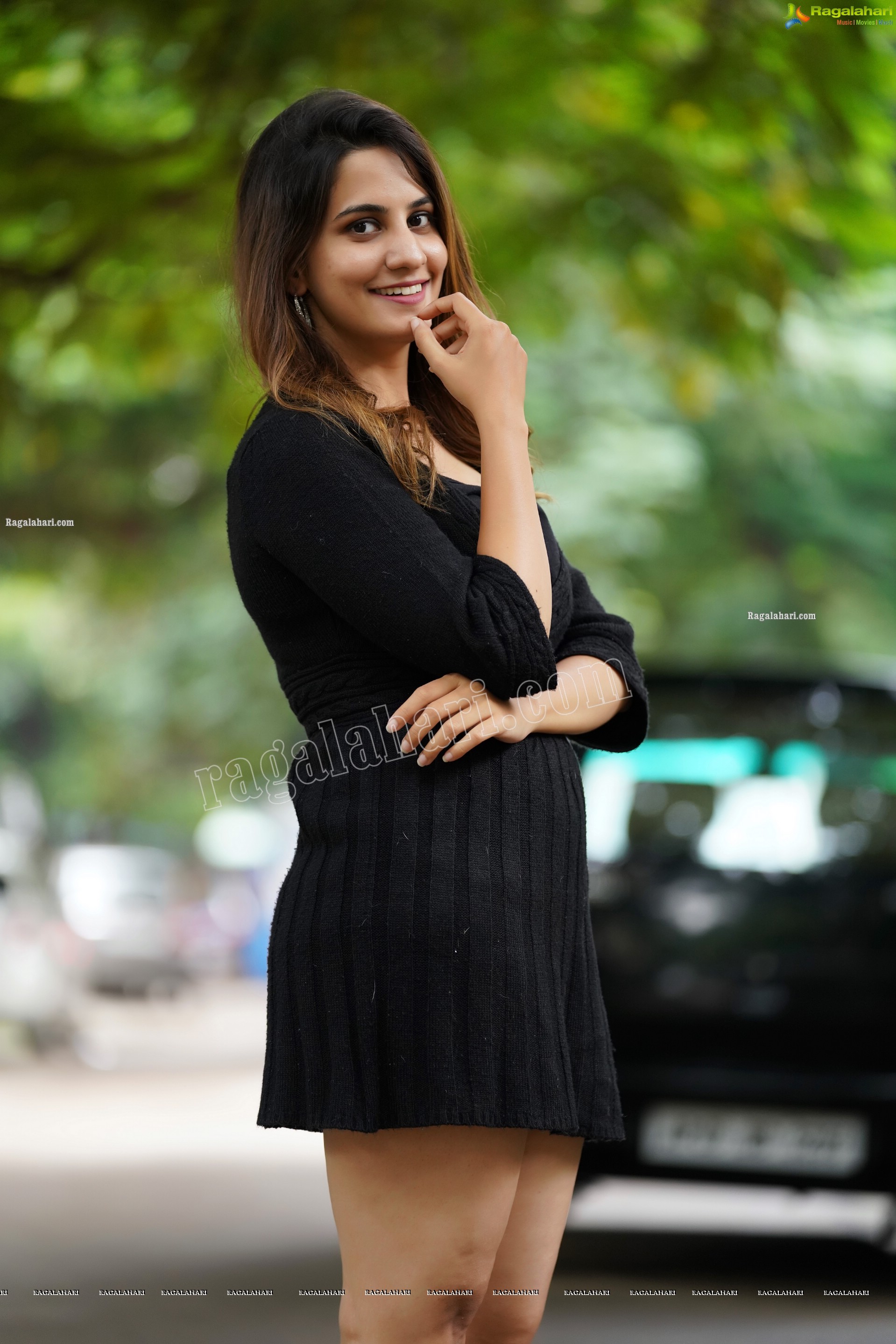 Tejal Tammali in Black Knitted Mini Dress, Exclusive Photoshoot