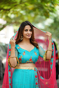 Tejal Tammali in Cyan Blue Embellished Lehenga