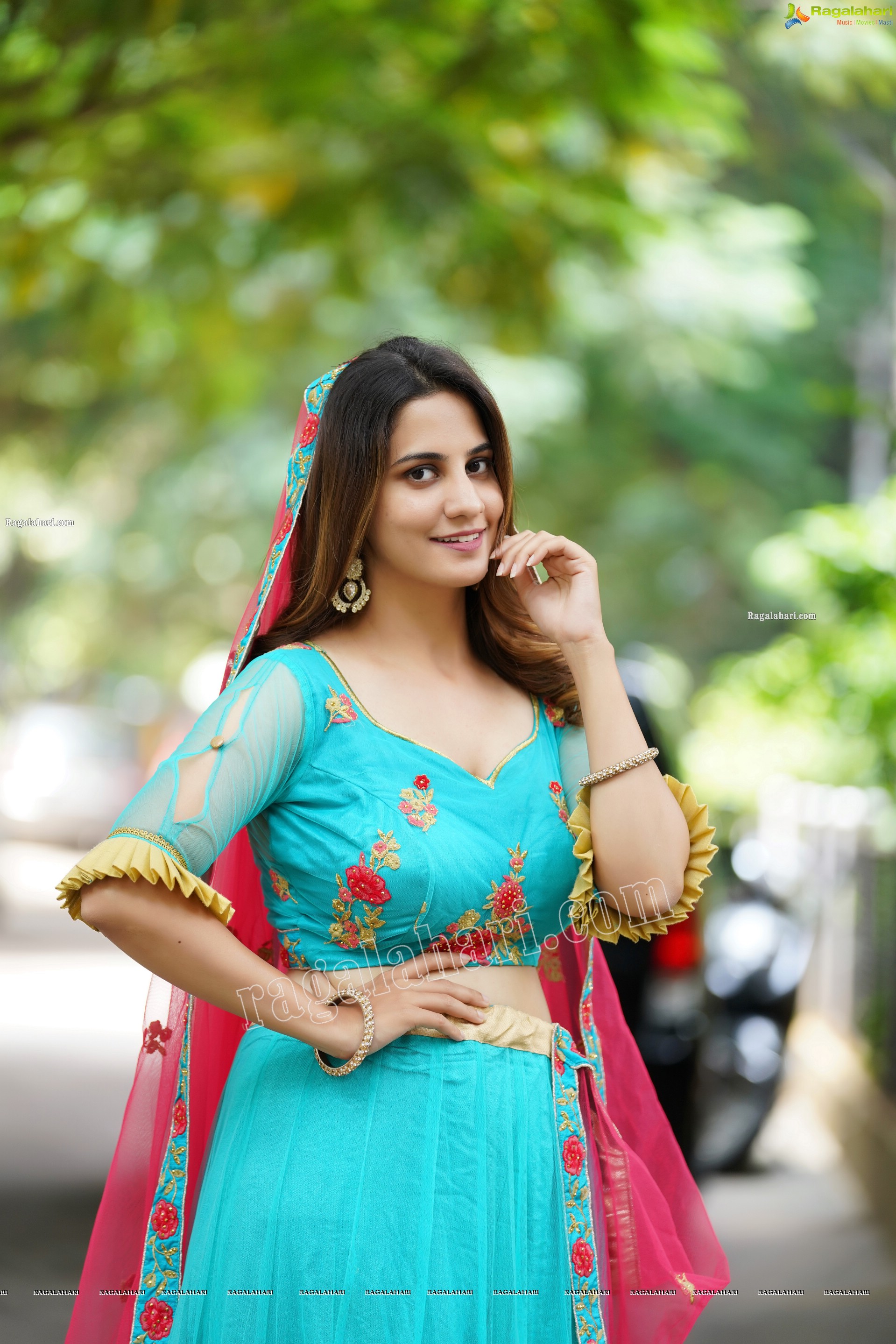 Tejal Tammali in Cyan Blue Embellished Lehenga, Exclusive Photoshoot