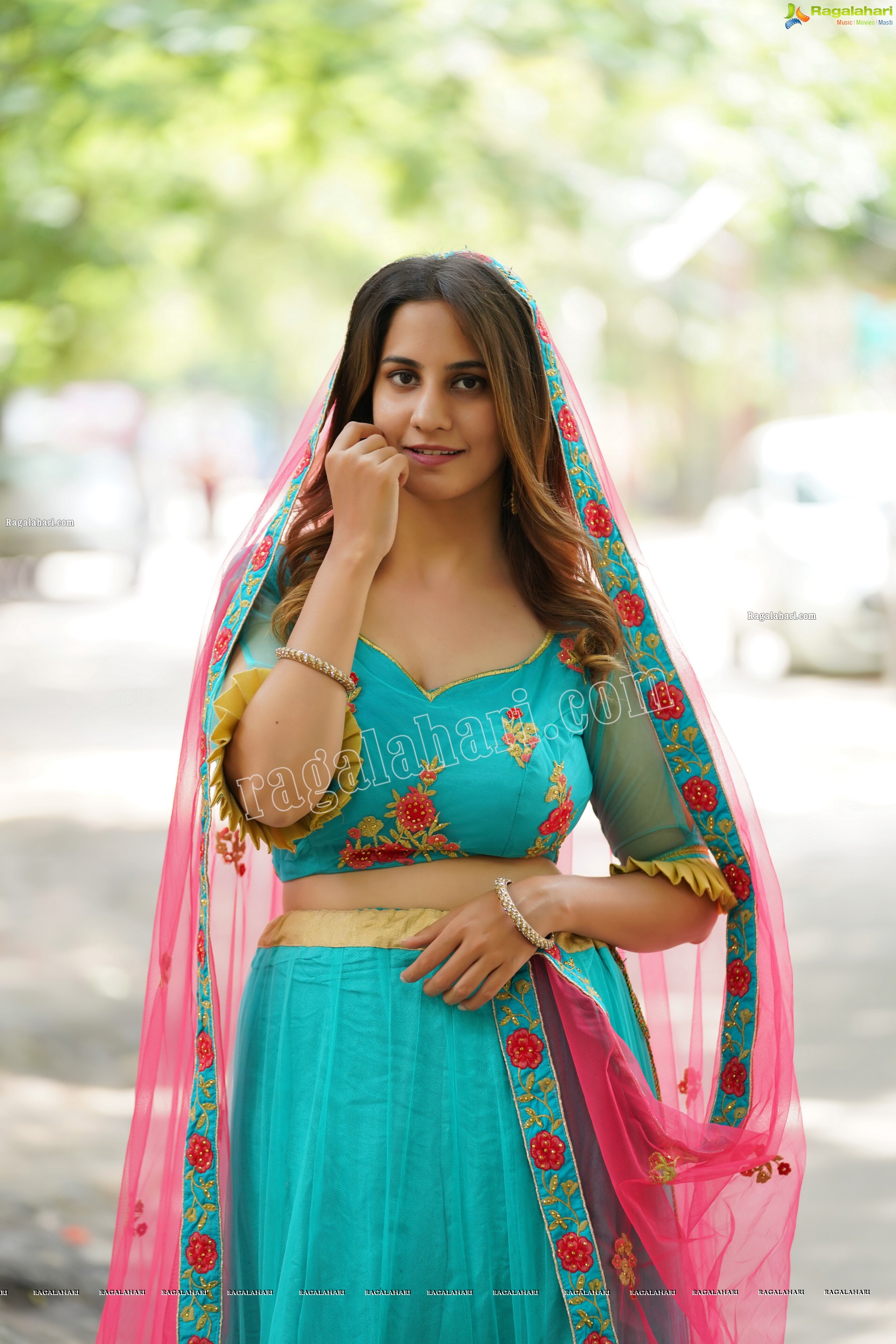 Tejal Tammali in Cyan Blue Embellished Lehenga, Exclusive Photoshoot