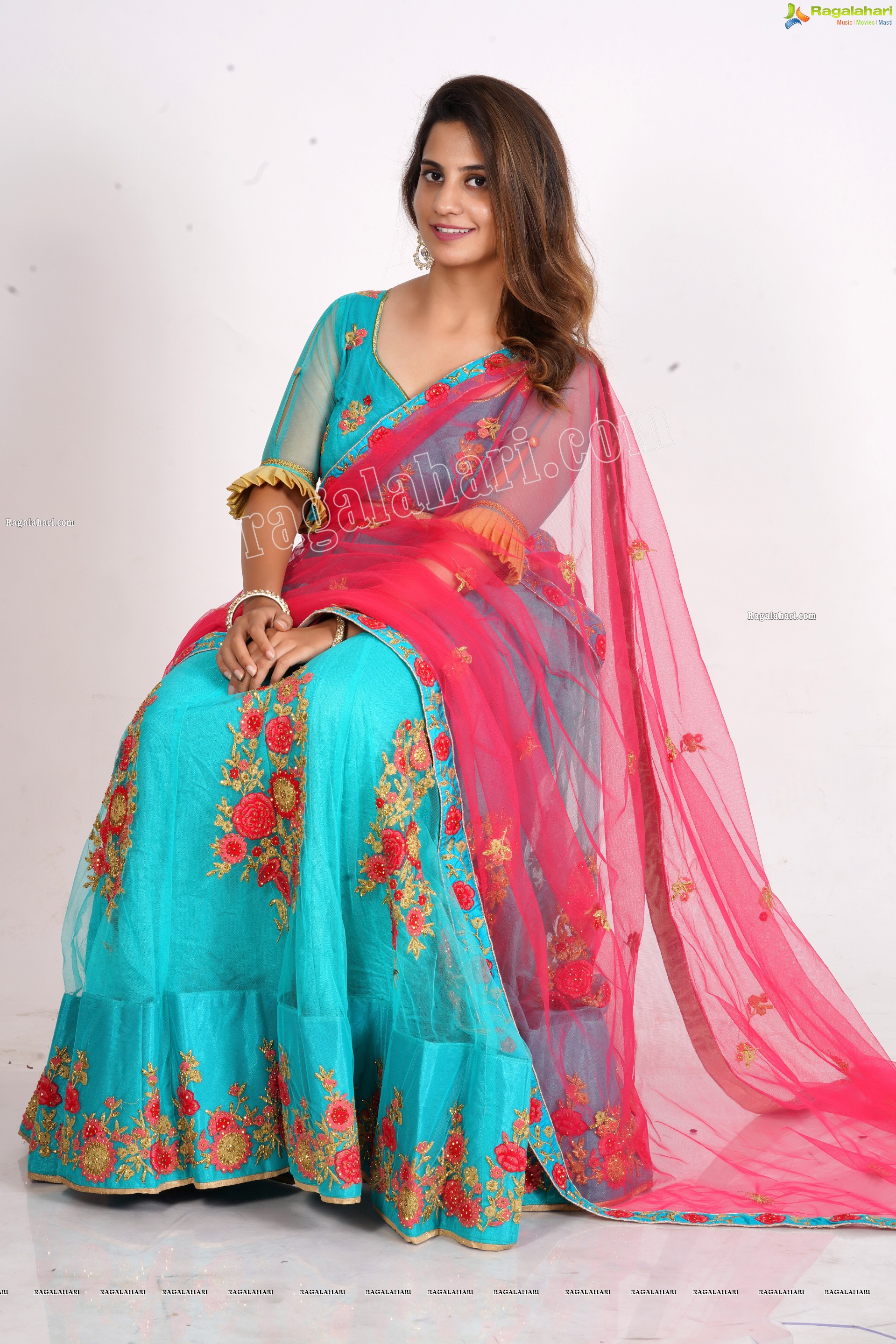Tejal Tammali in Cyan Blue Embellished Lehenga, Exclusive Photoshoot
