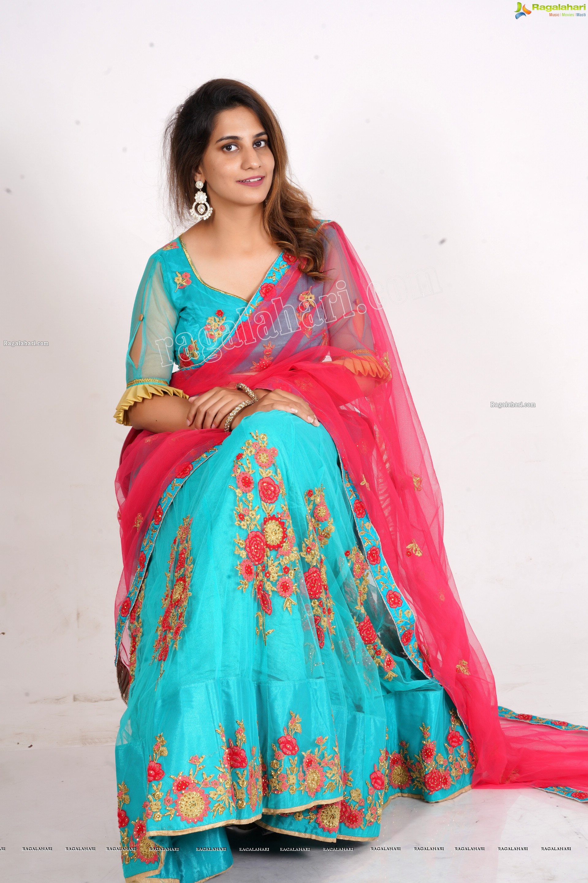 Tejal Tammali in Cyan Blue Embellished Lehenga, Exclusive Photoshoot