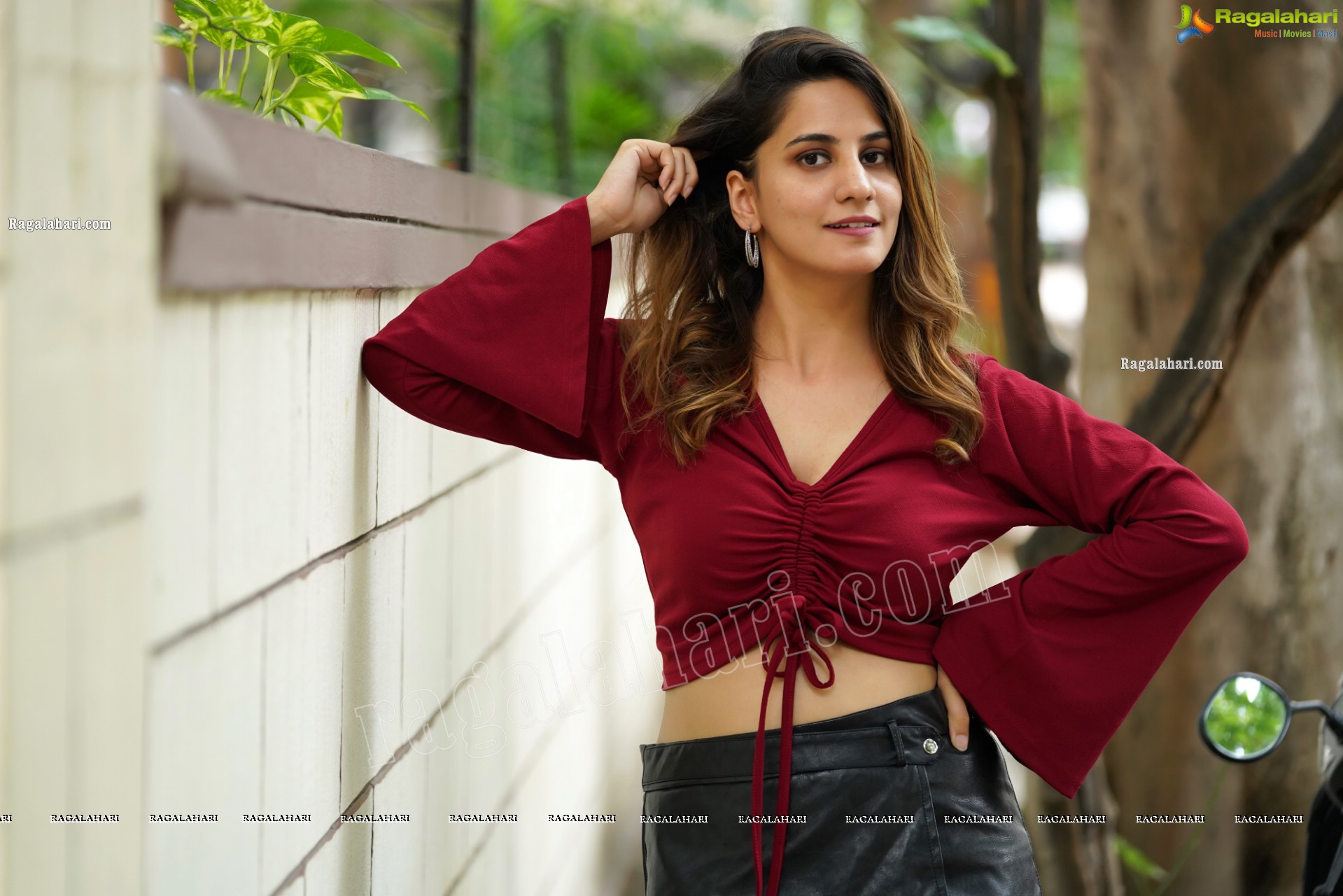 Tejal Tammali in Black Leather Mini Skirt and Red Top, Exclusive Photoshoot