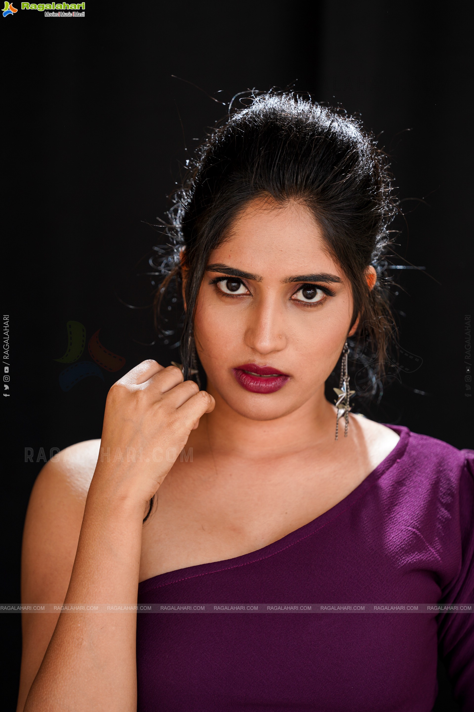 Ayesha in Burgundy One Shoulder Dress, Exclusive Photoshoot