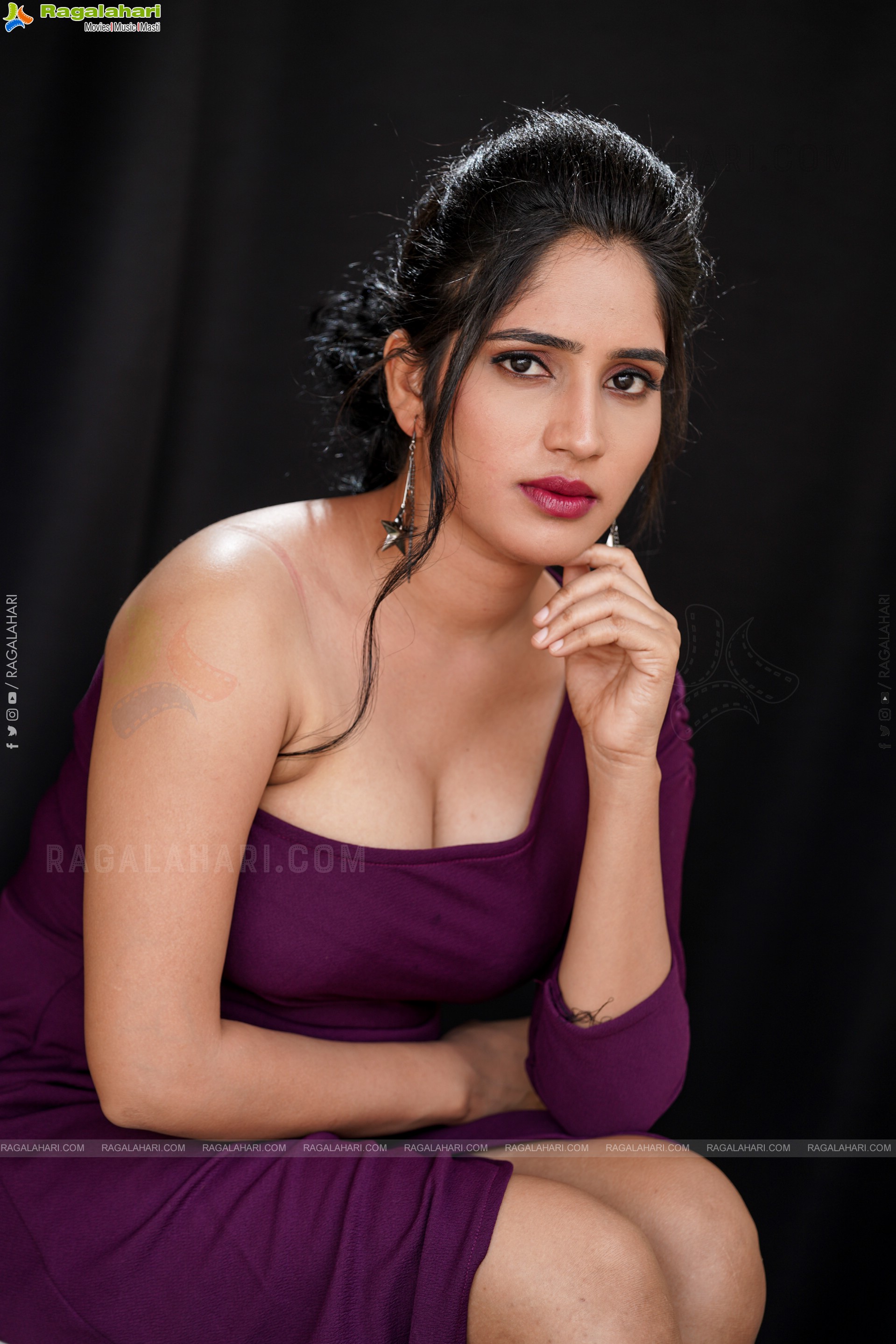 Ayesha in Burgundy One Shoulder Dress, Exclusive Photoshoot