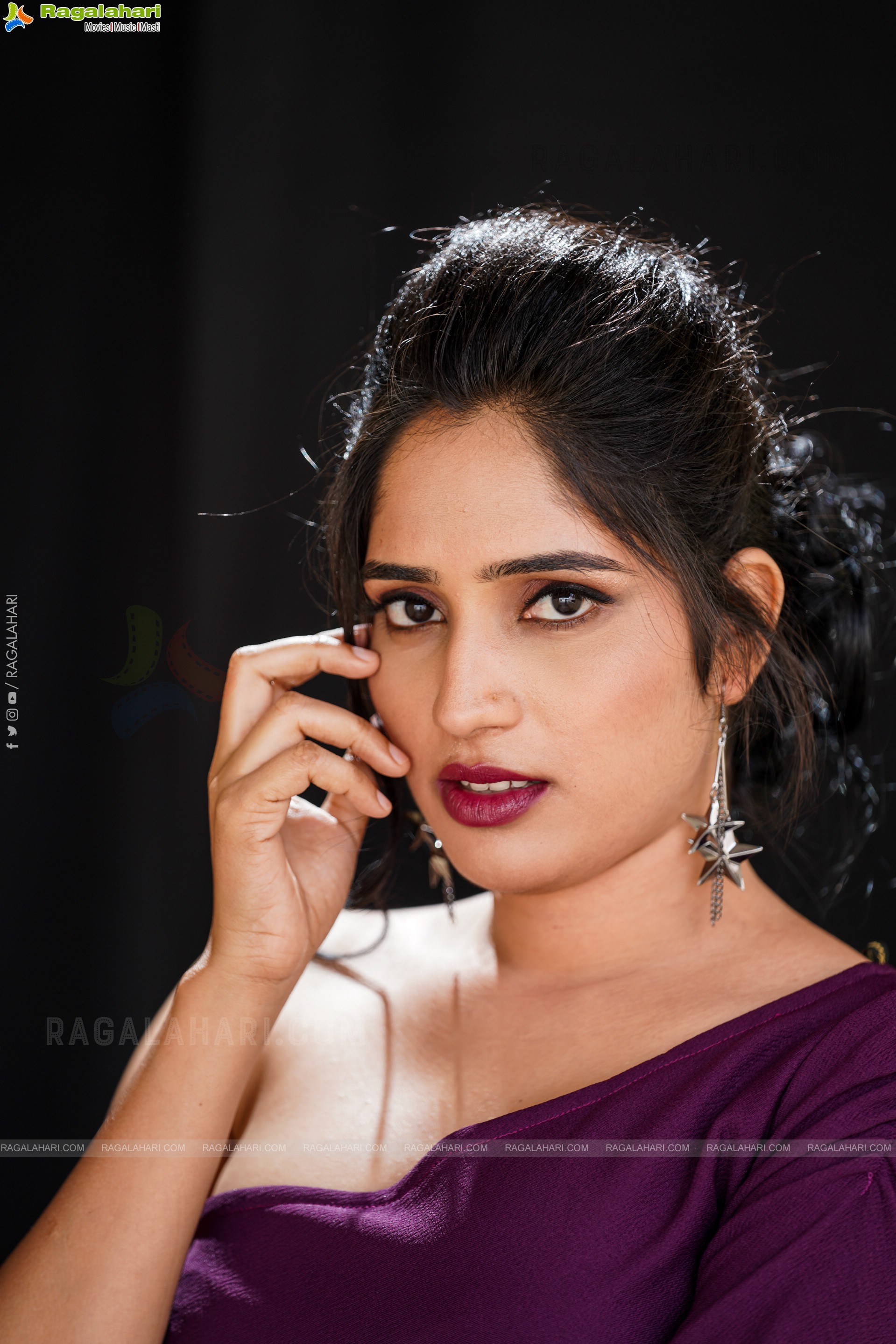 Ayesha in Burgundy One Shoulder Dress, Exclusive Photoshoot