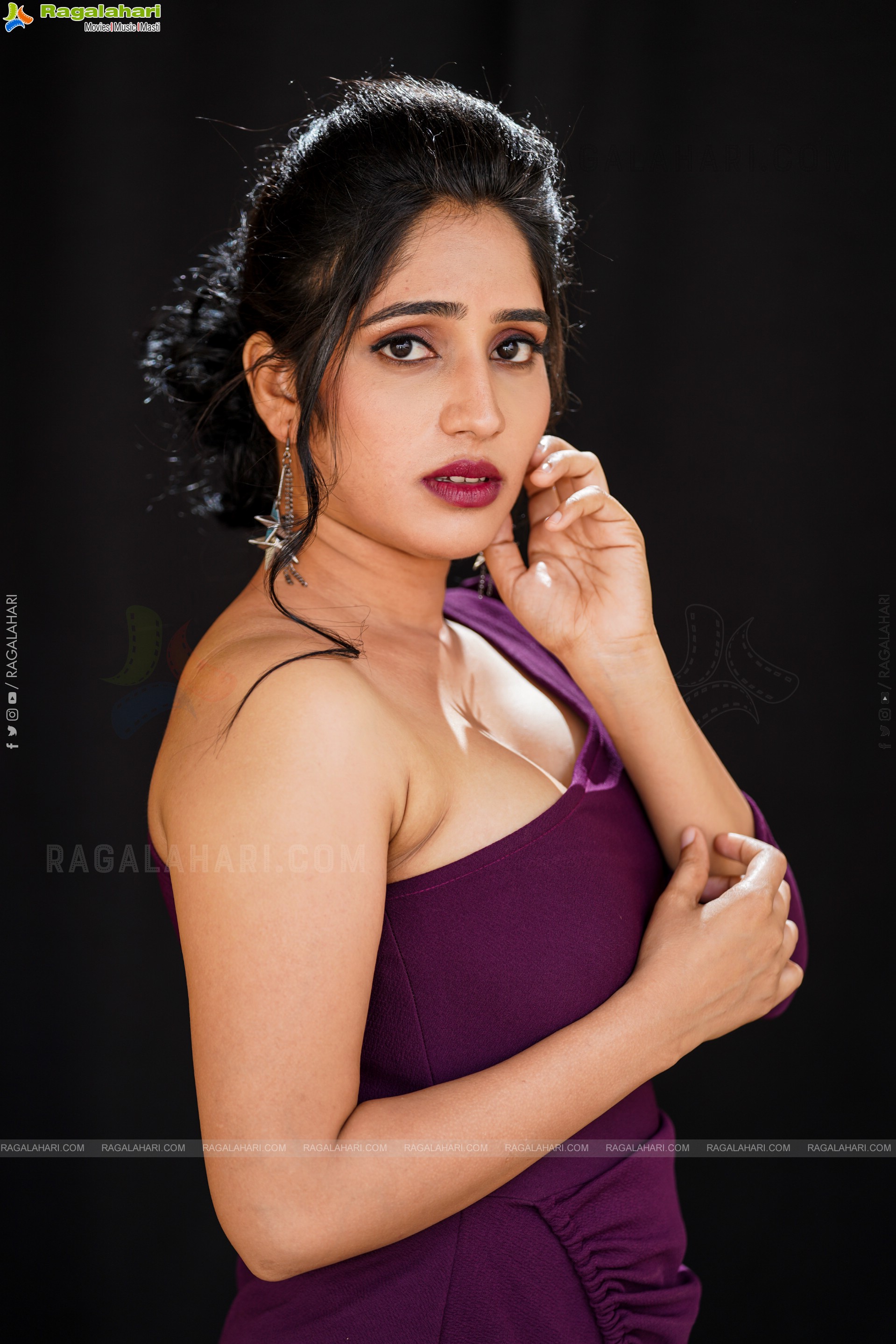 Ayesha in Burgundy One Shoulder Dress, Exclusive Photoshoot