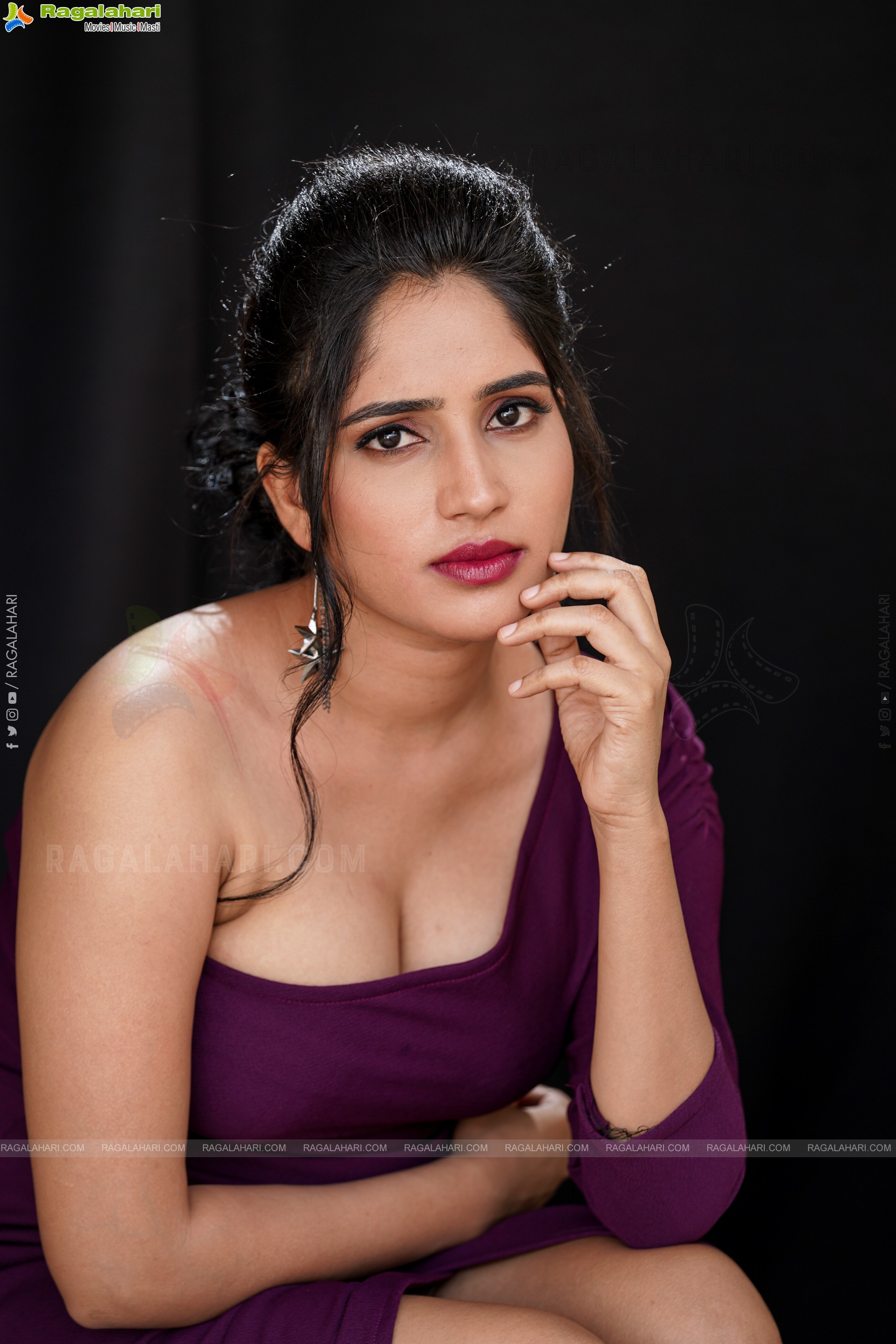 Ayesha in Burgundy One Shoulder Dress, Exclusive Photoshoot