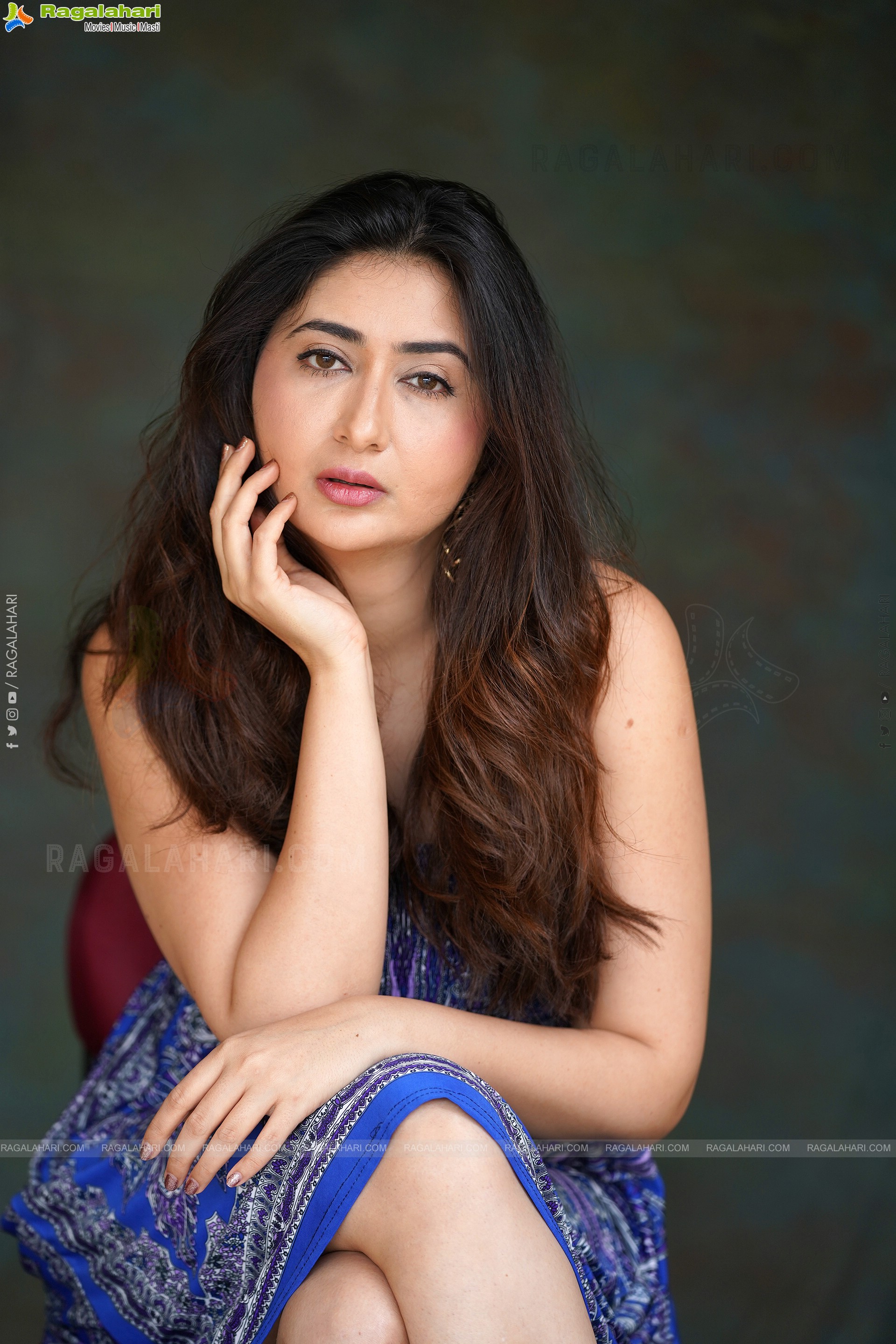 Harshada Patil in Blue Printed Spaghetti Strap Backless Mini Dress, Exclusive Photoshoot