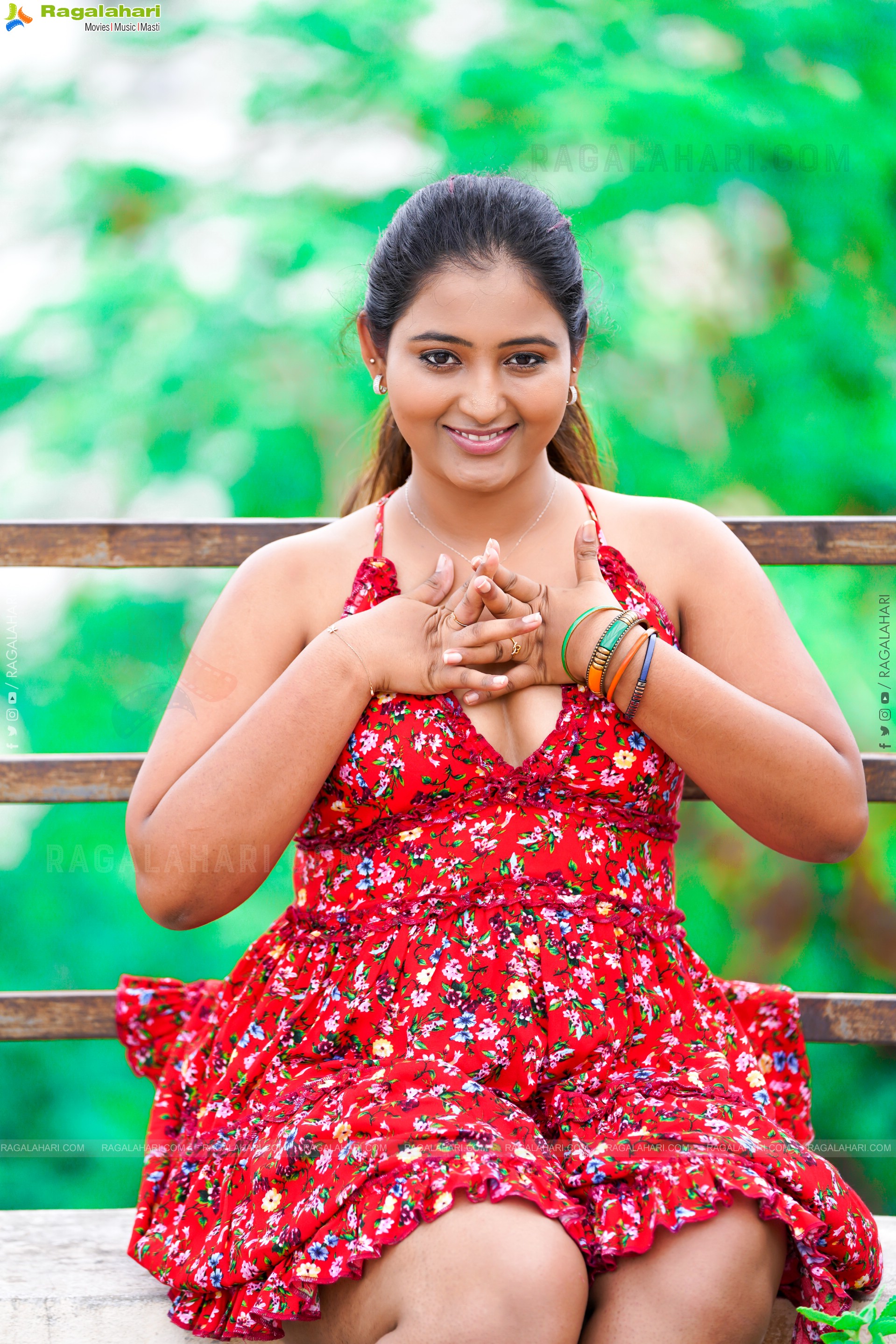 Teja Reddy in Red Floral Mini Dress, Exclusive Photo Shoot