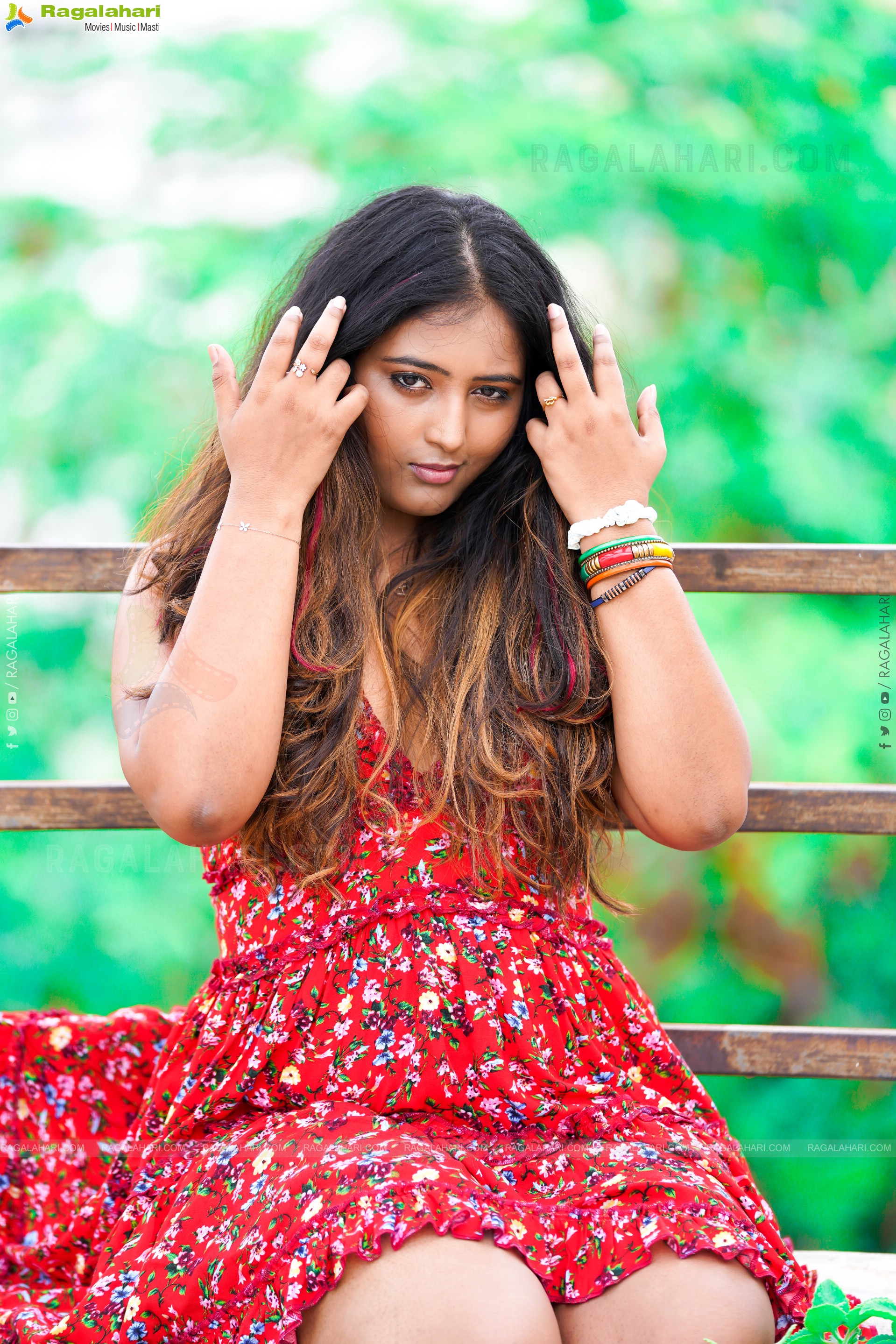 Teja Reddy in Red Floral Mini Dress, Exclusive Photo Shoot