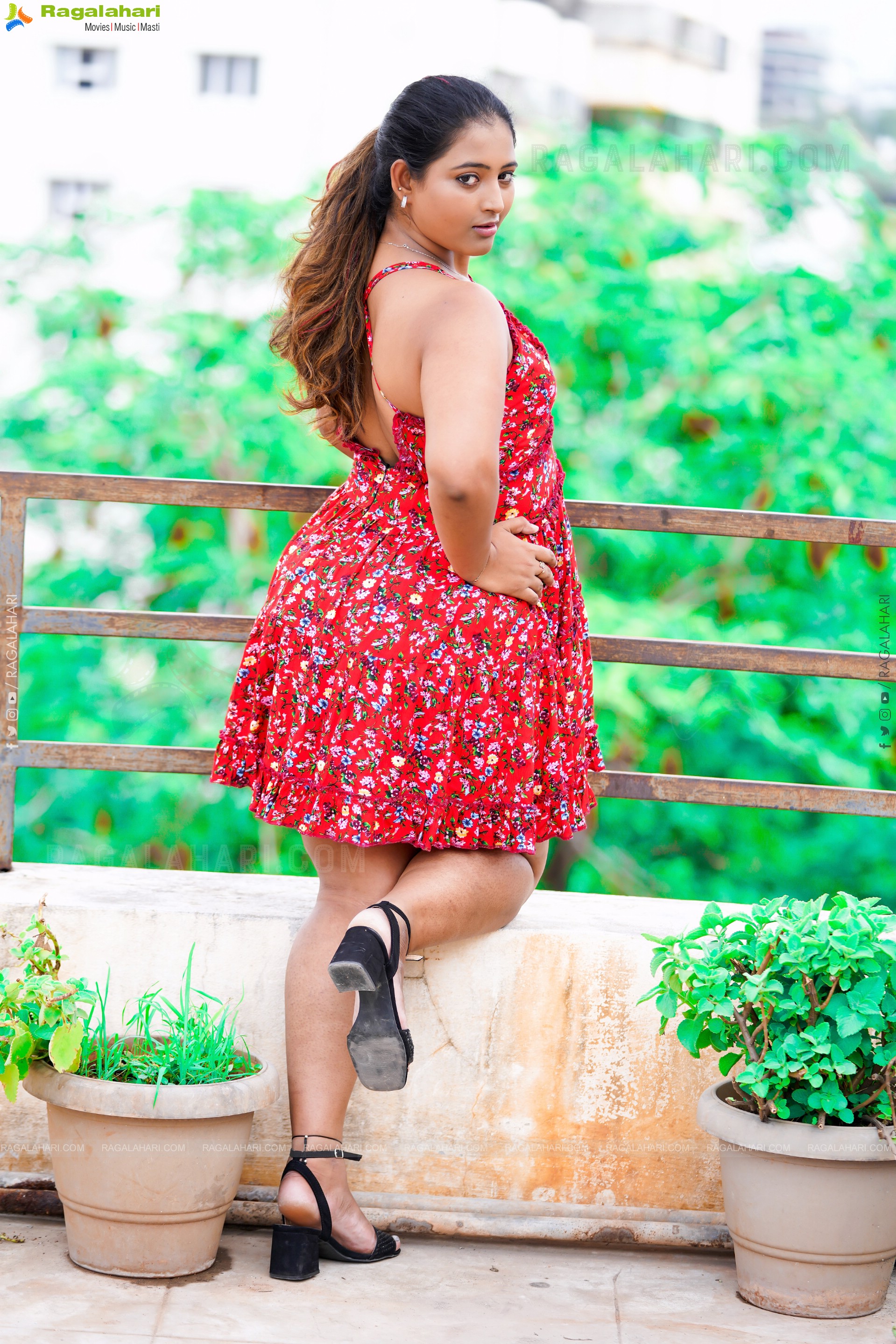 Teja Reddy in Red Floral Mini Dress, Exclusive Photo Shoot