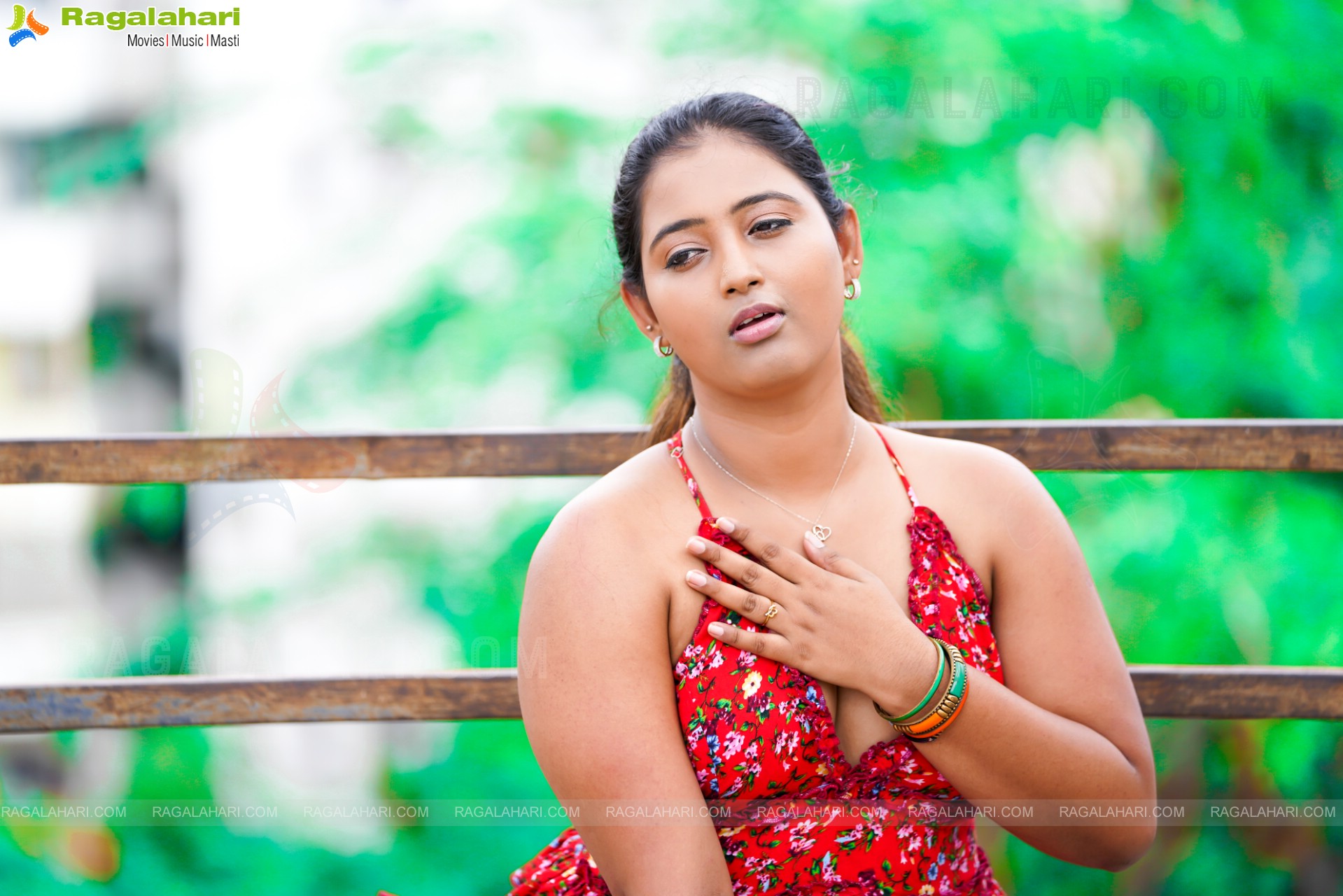 Teja Reddy in Red Floral Mini Dress, Exclusive Photo Shoot