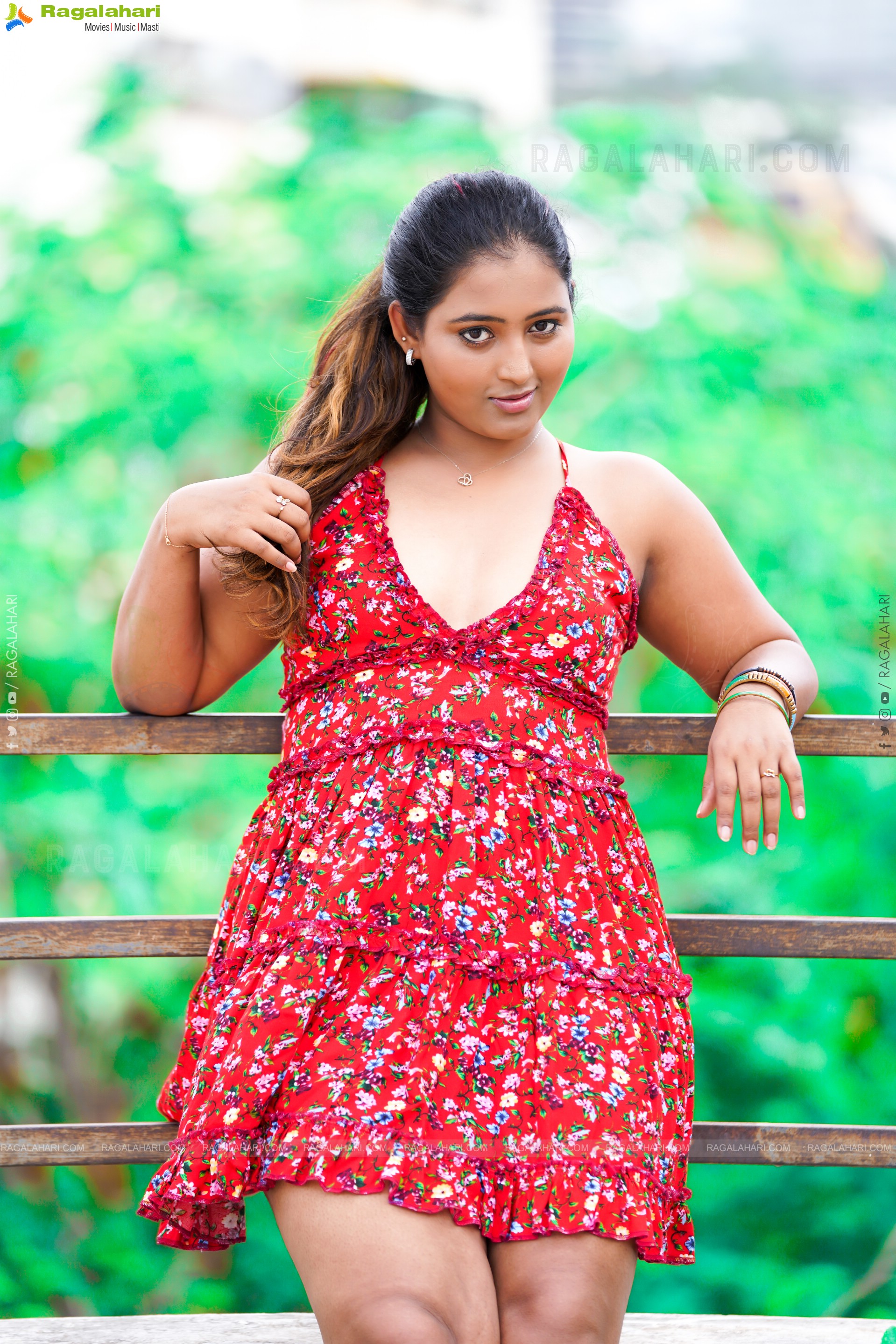 Teja Reddy in Red Floral Mini Dress, Exclusive Photo Shoot