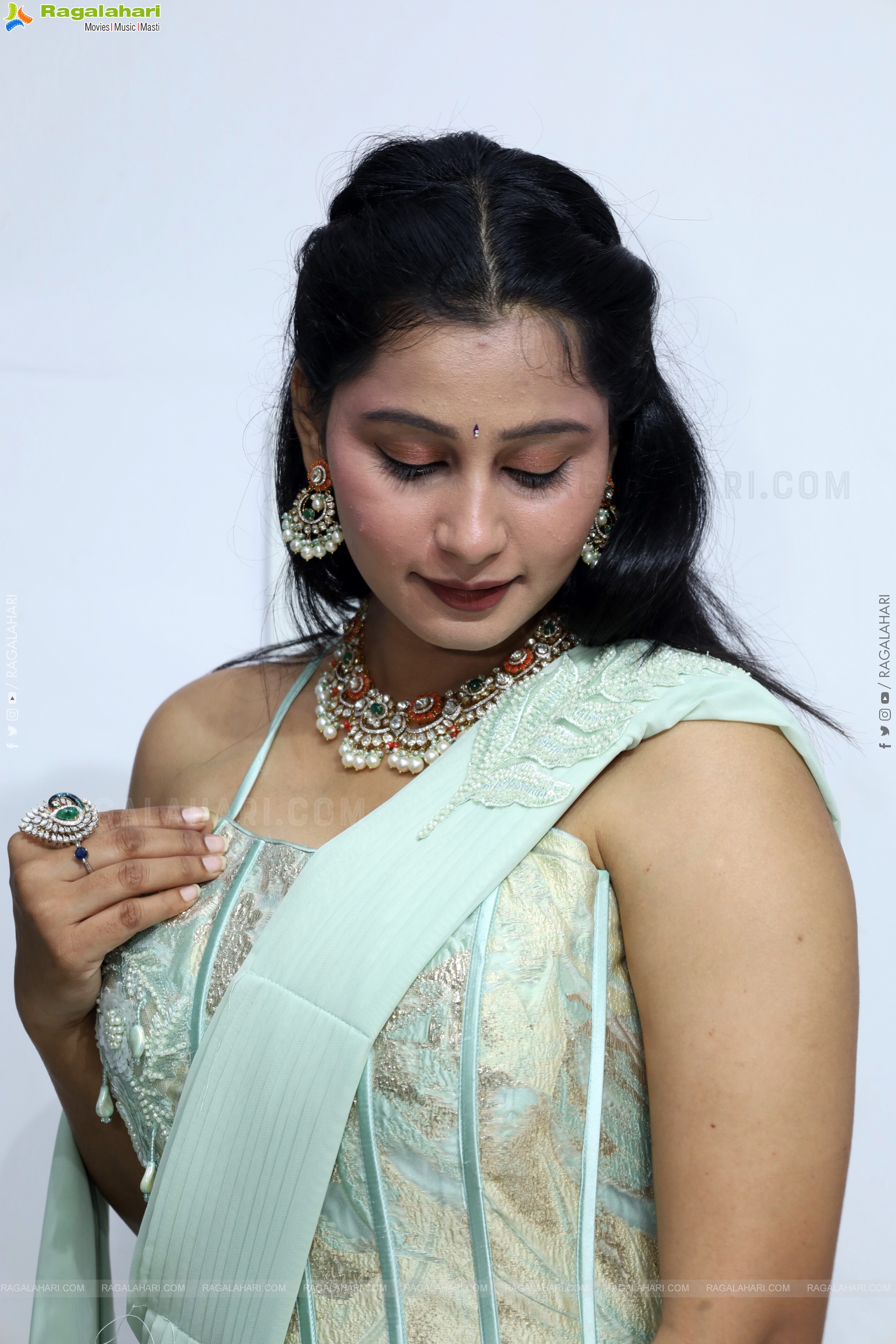 Bhavishya Yalavarthi in Dazzling Green Designer Dress, HD Gallery