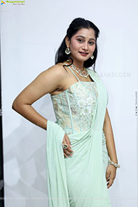 Bhavishya Yalavarthi in Dazzling Green Designer Dress