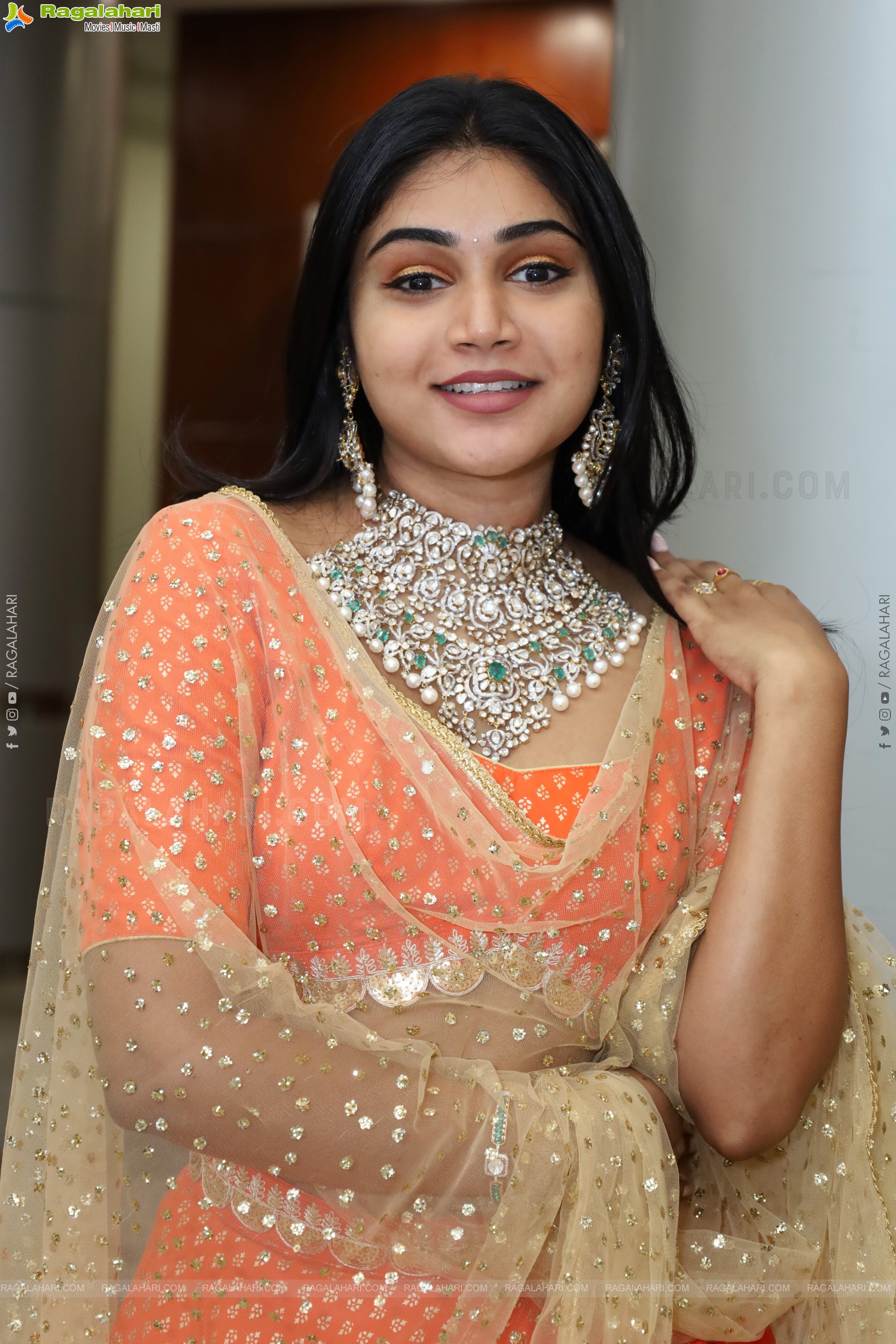 Bramarambika stills in Orange Lehenga Choli, HD Gallery