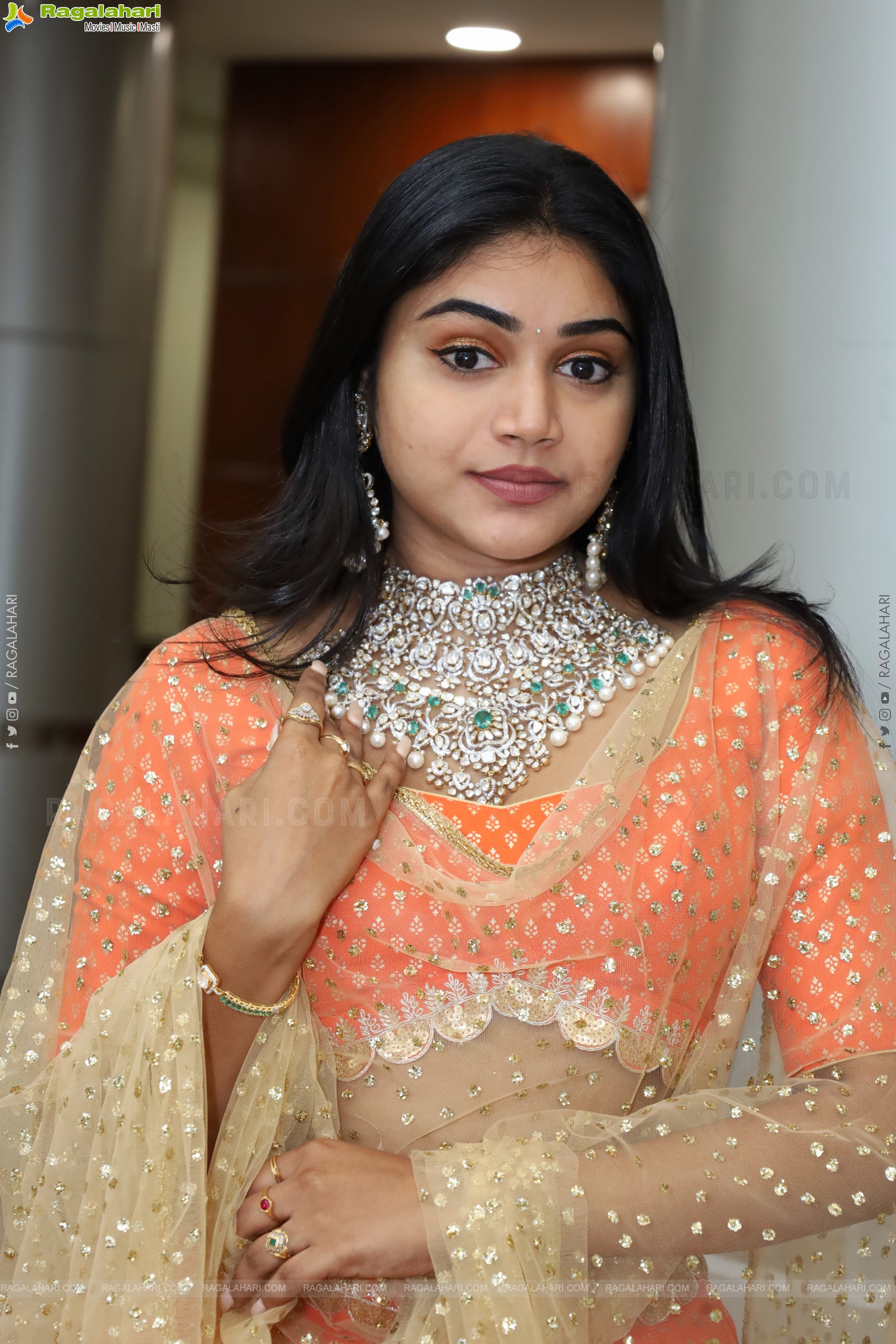 Bramarambika stills in Orange Lehenga Choli, HD Gallery