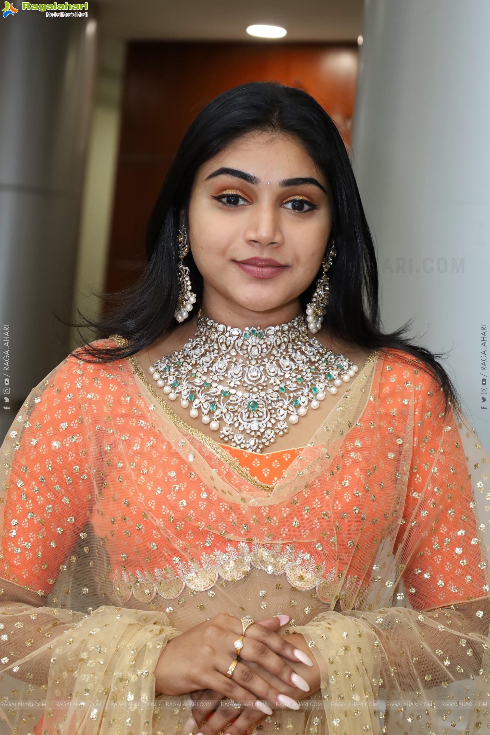 Bramarambika stills in Orange Lehenga Choli, HD Gallery