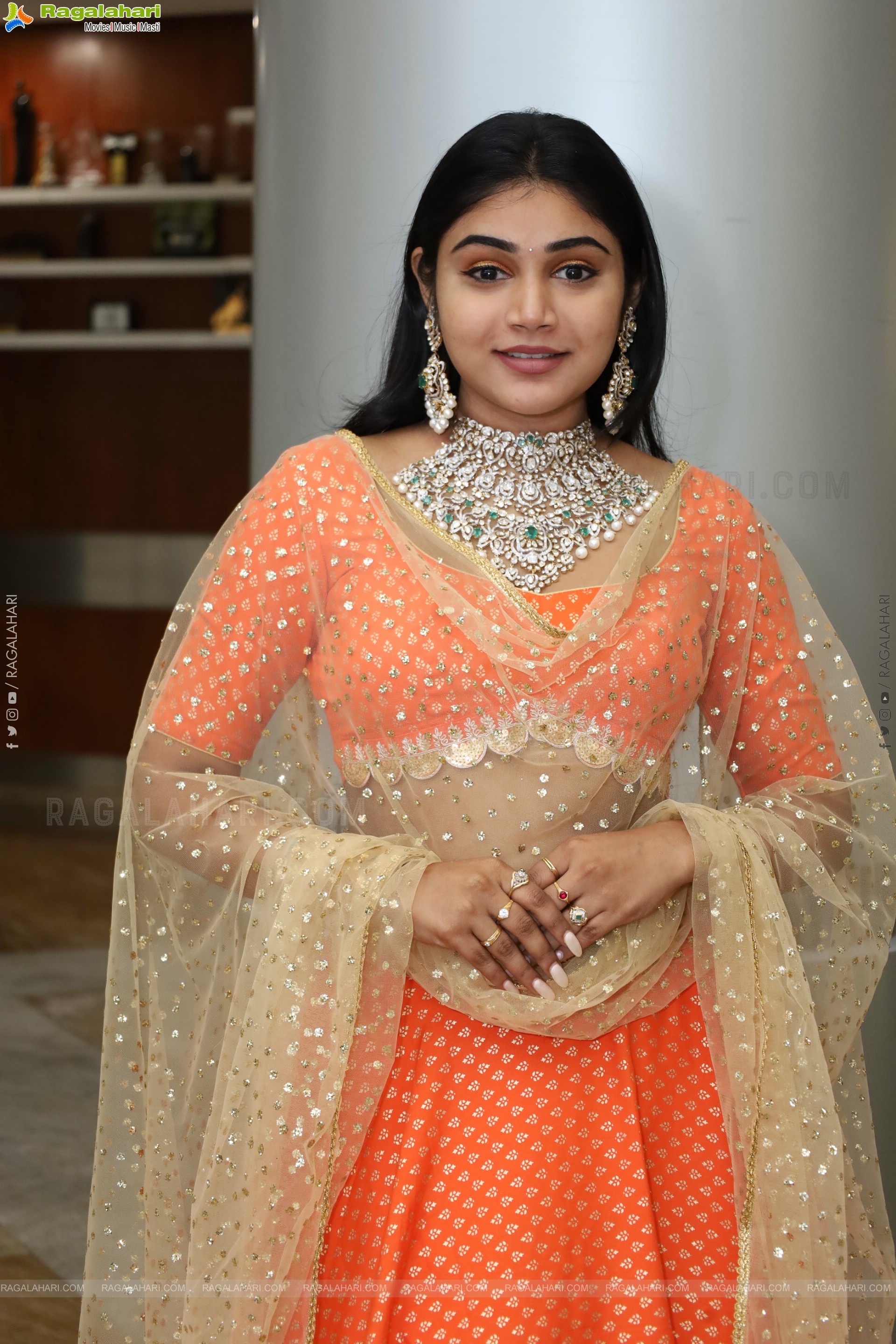 Bramarambika stills in Orange Lehenga Choli, HD Gallery