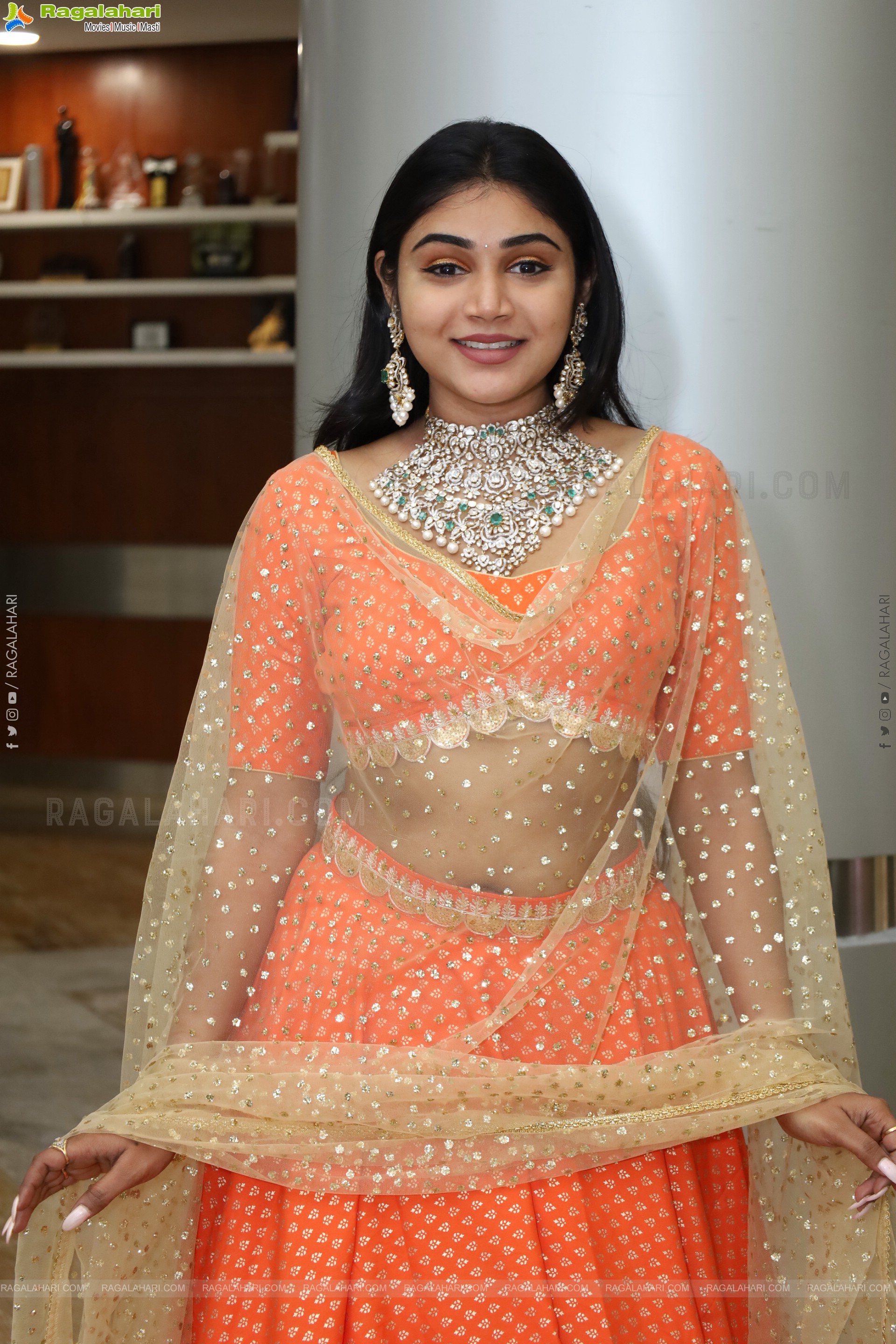 Bramarambika stills in Orange Lehenga Choli, HD Gallery