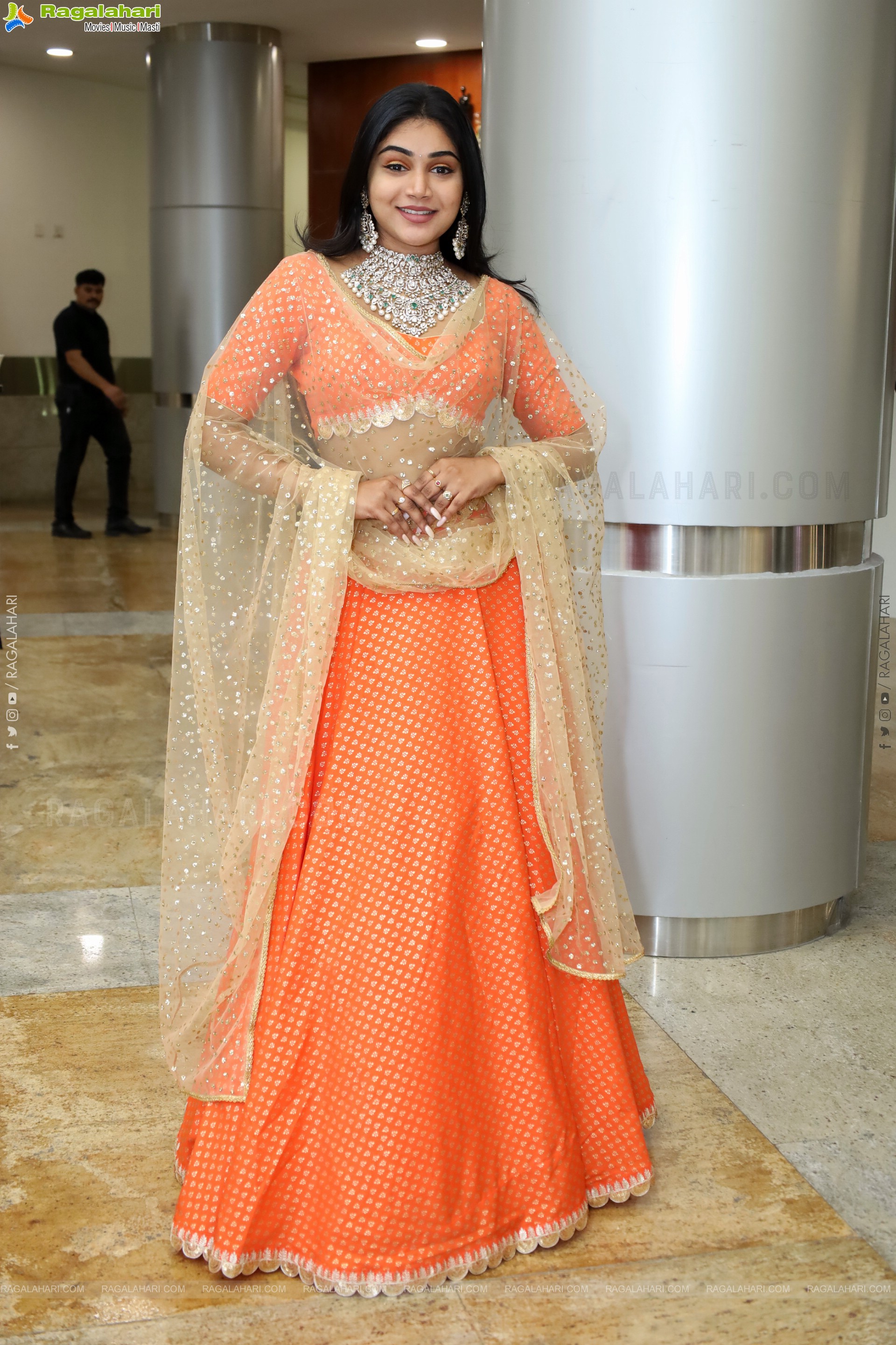 Bramarambika stills in Orange Lehenga Choli, HD Gallery