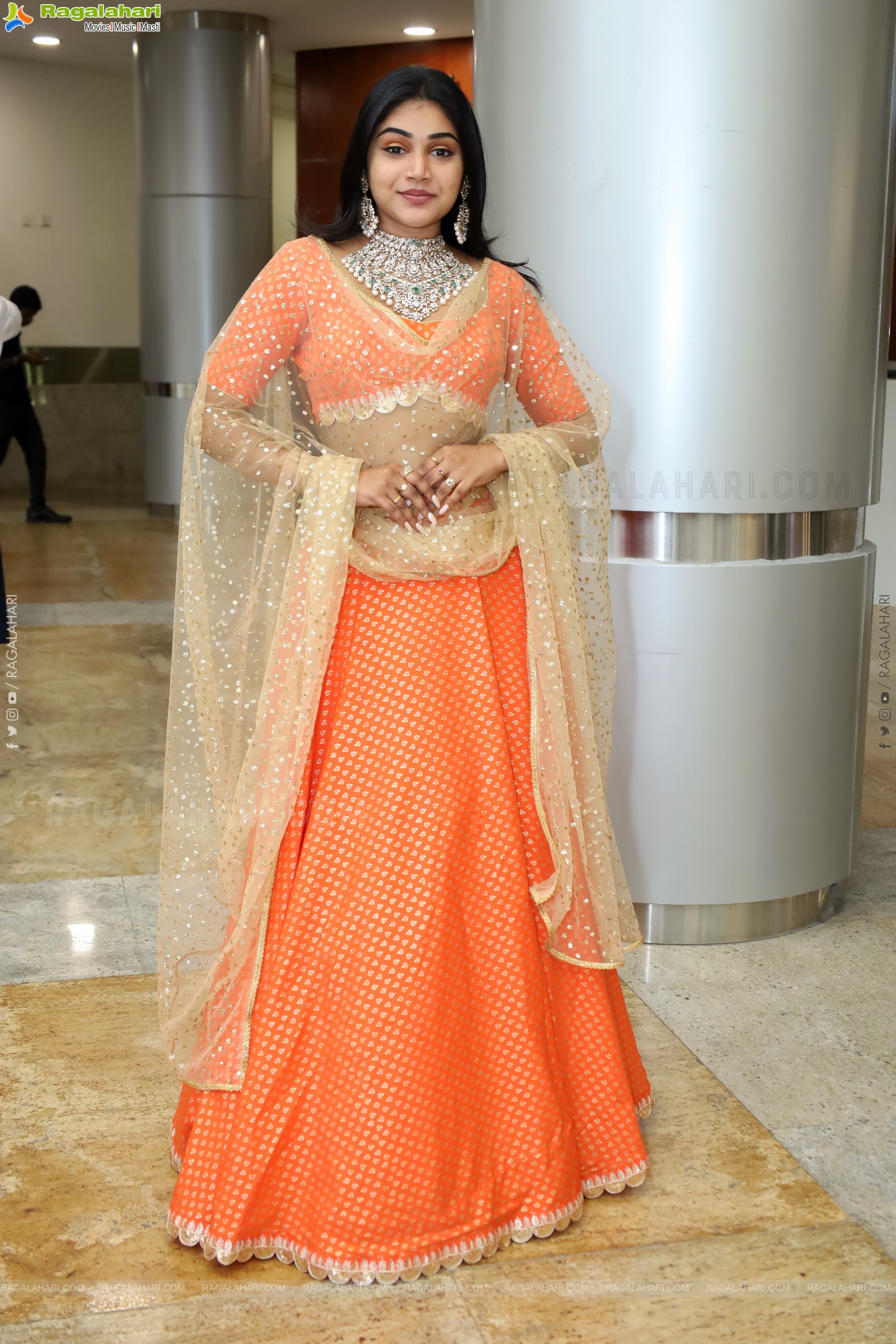 Bramarambika stills in Orange Lehenga Choli, HD Gallery
