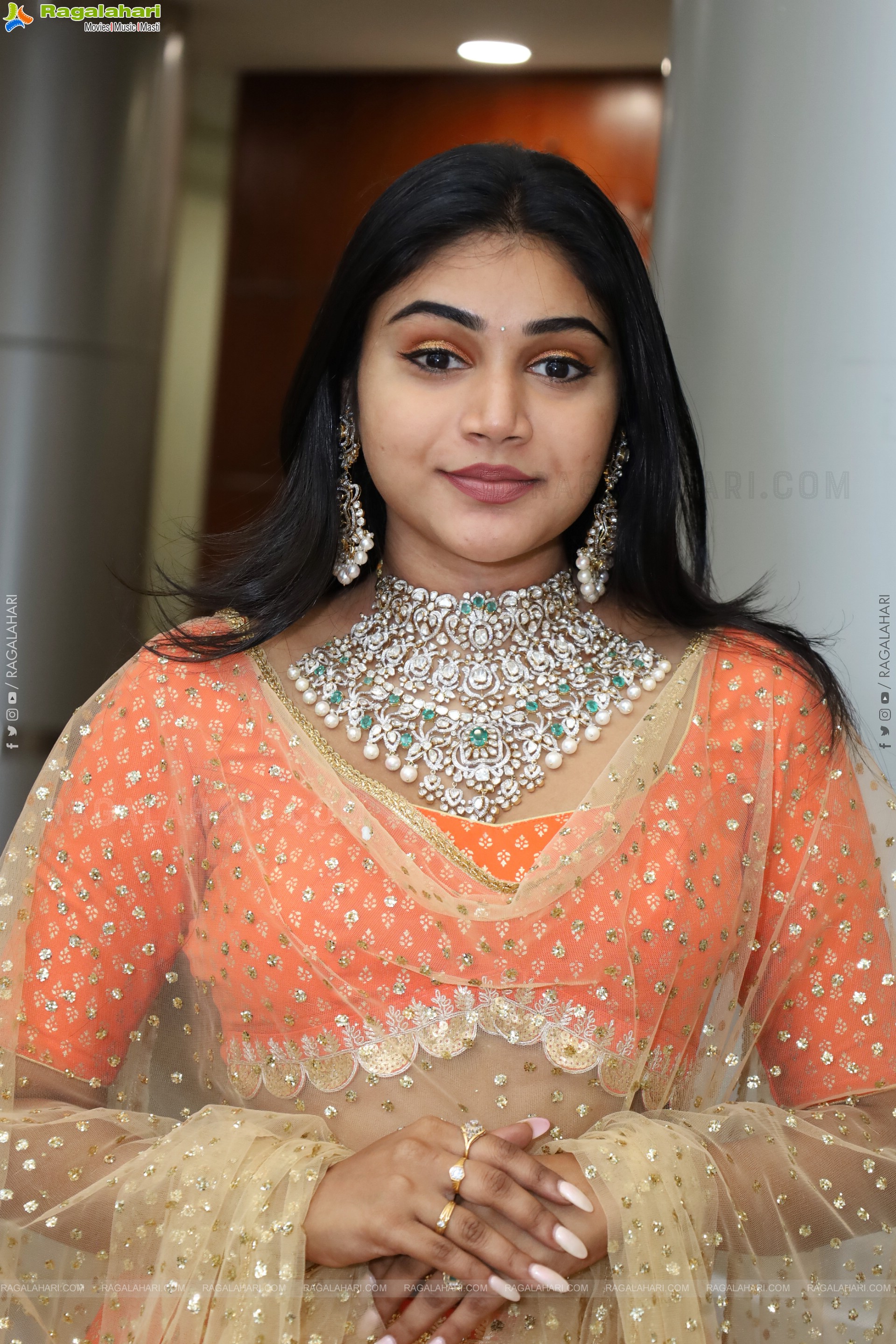 Bramarambika stills in Orange Lehenga Choli, HD Gallery
