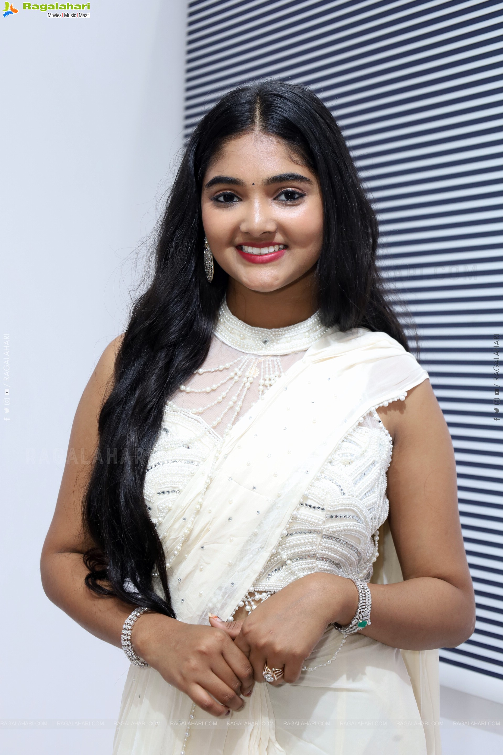 Gayathri Kothapalli stills in White Designer Dress, HD Gallery