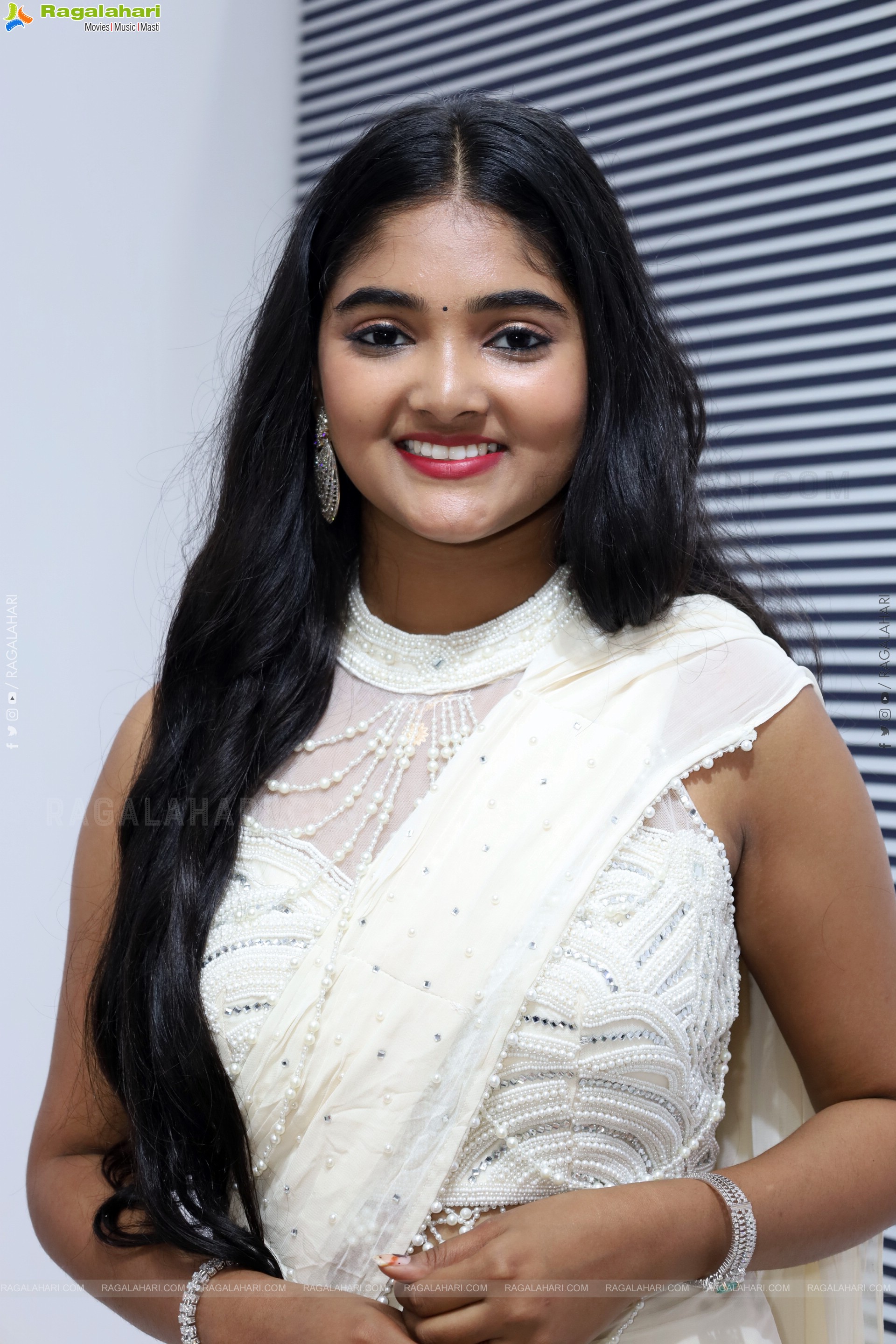 Gayathri Kothapalli stills in White Designer Dress, HD Gallery