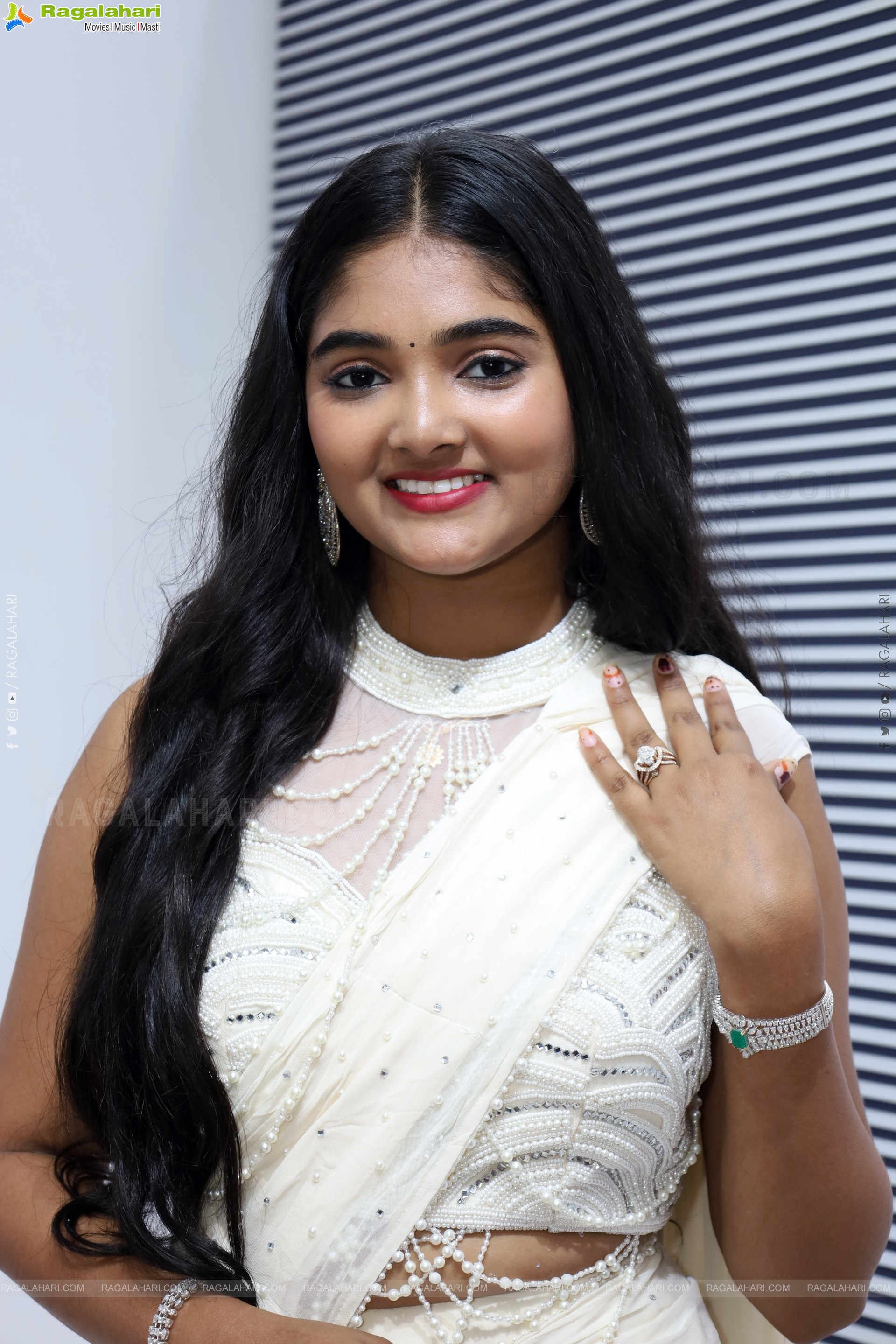 Gayathri Kothapalli stills in White Designer Dress, HD Gallery