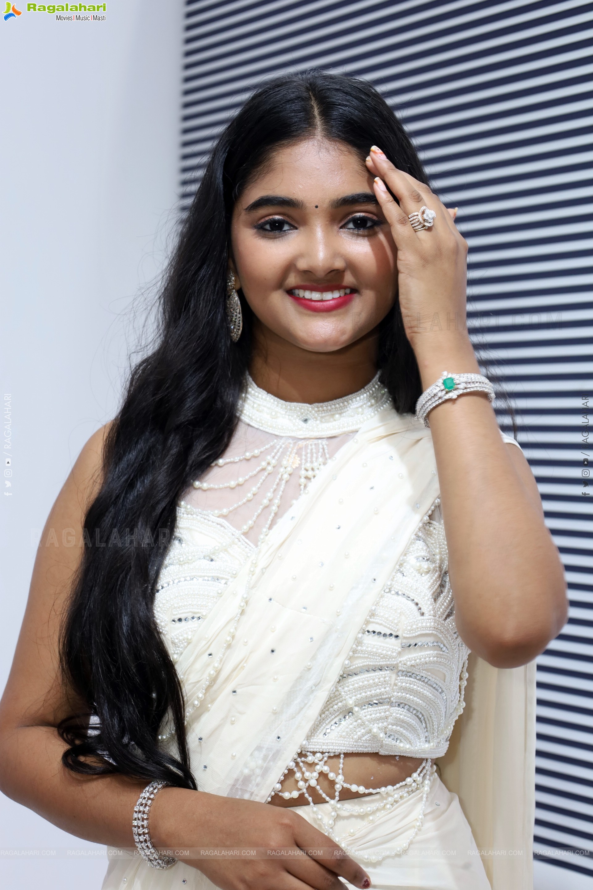 Gayathri Kothapalli stills in White Designer Dress, HD Gallery