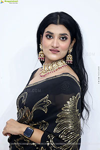 Navya Bale stills in Black Designer Saree, HD Gallery