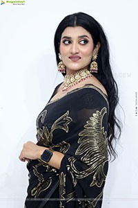 Navya Bale stills in Black Designer Saree, HD Gallery