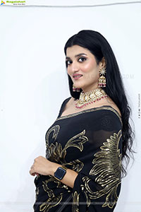 Navya Bale stills in Black Designer Saree, HD Gallery