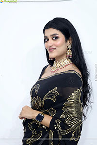 Navya Bale stills in Black Designer Saree, HD Gallery