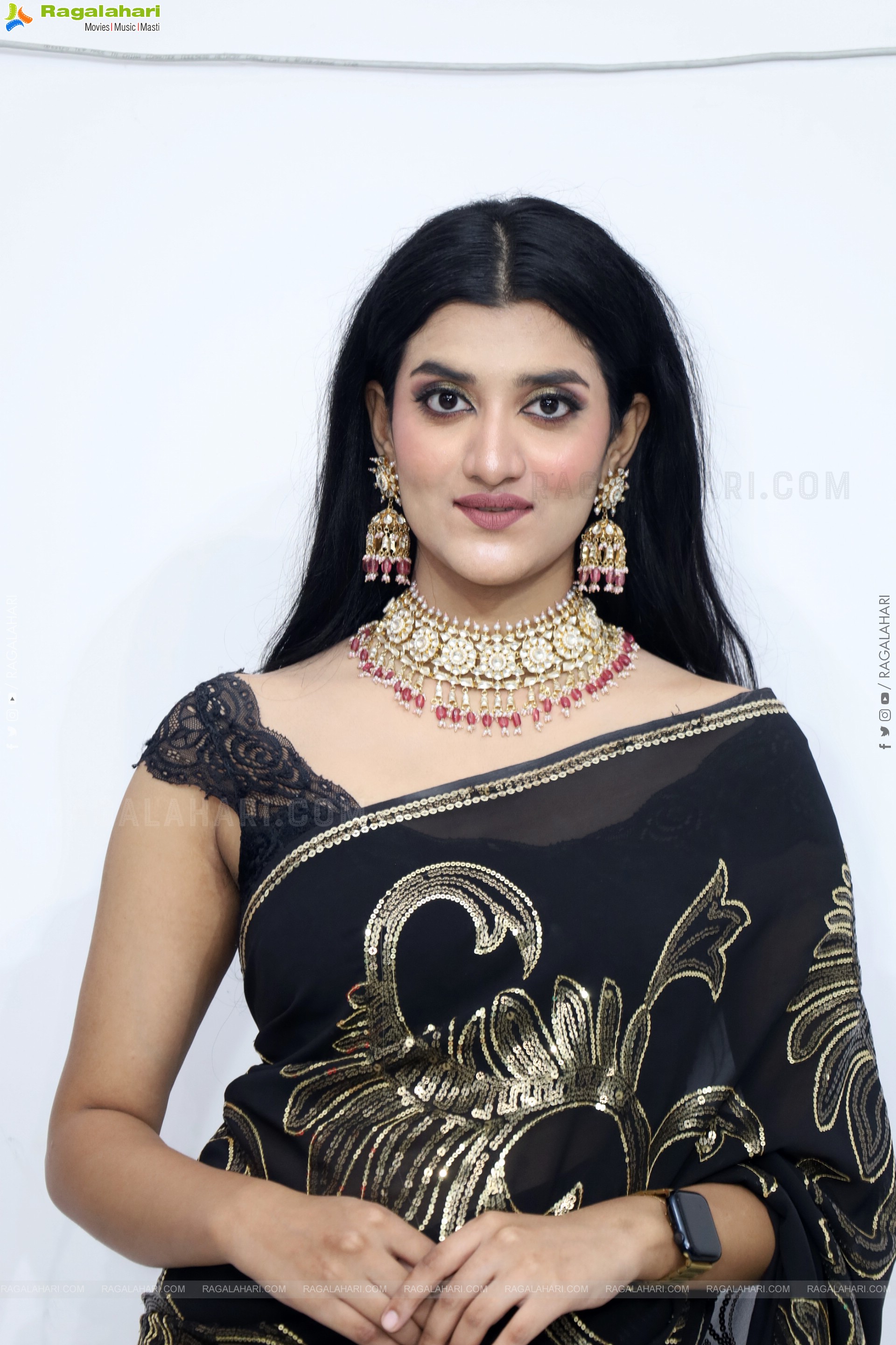 Navya Bale stills in Black Designer Saree, HD Gallery