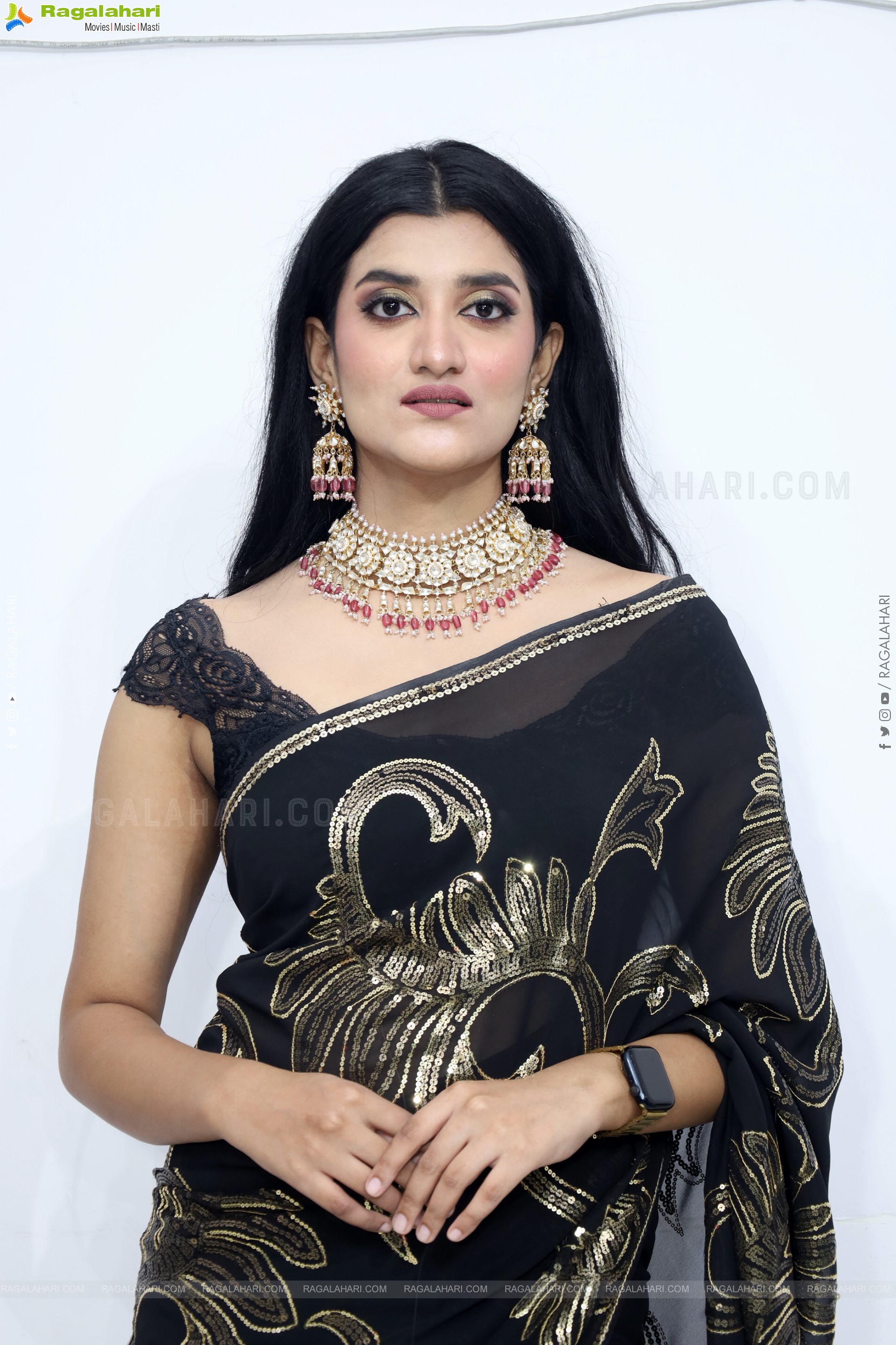 Navya Bale stills in Black Designer Saree, HD Gallery