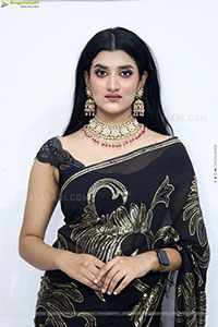 Navya Bale stills in Black Designer Saree, HD Gallery