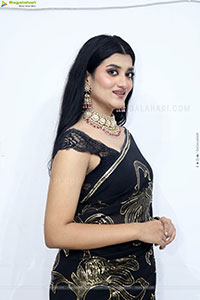 Navya Bale stills in Black Designer Saree, HD Gallery