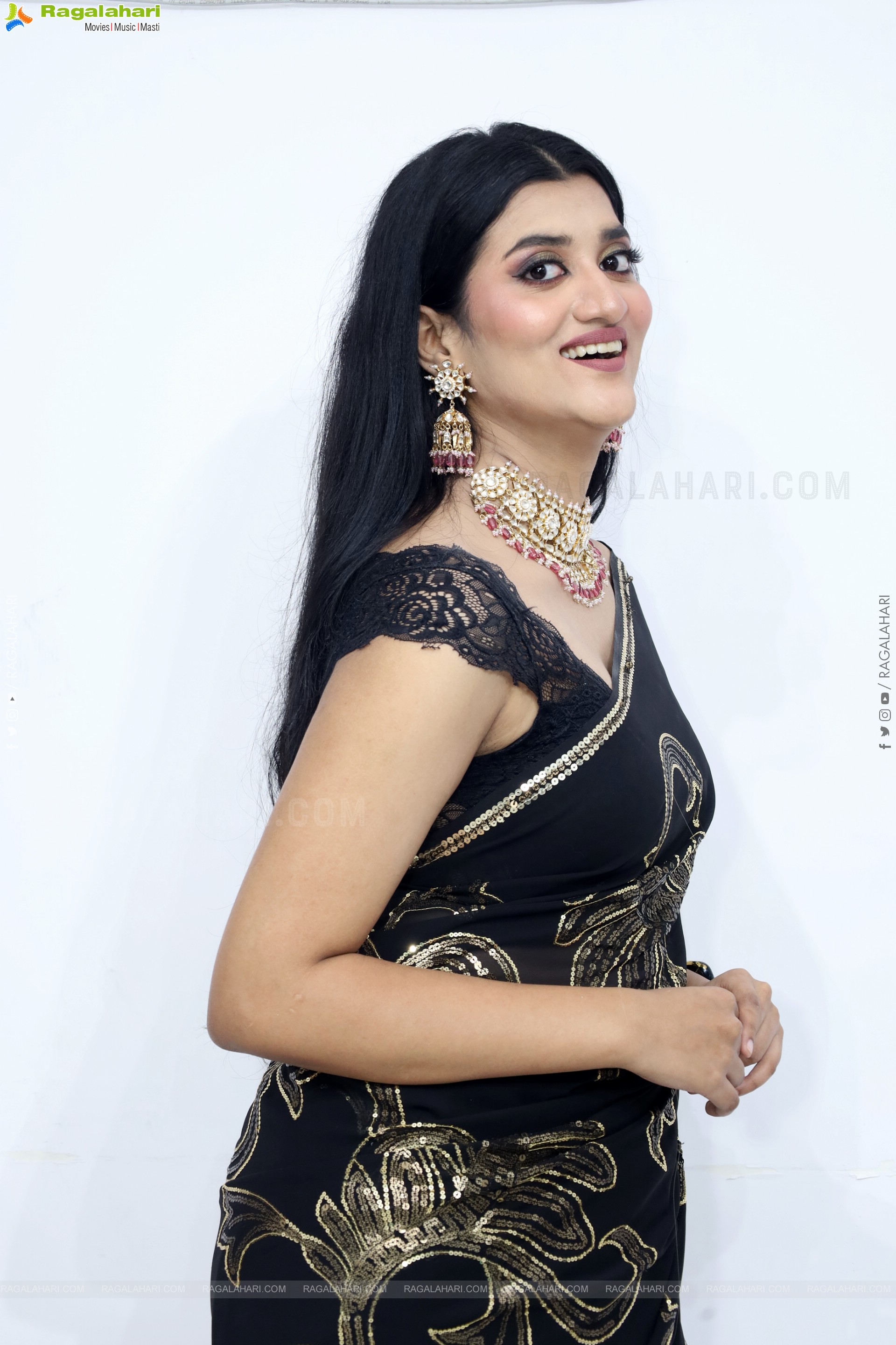 Navya Bale stills in Black Designer Saree, HD Gallery