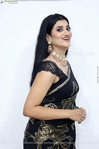 Navya Bale stills in Black Designer Saree, HD Gallery