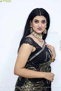 Navya Bale stills in Black Designer Saree, HD Gallery