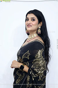 Navya Bale stills in Black Designer Saree, HD Gallery