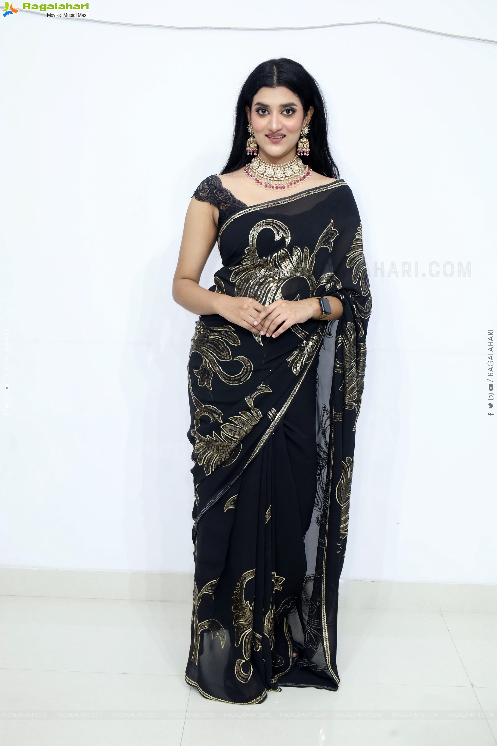 Navya Bale stills in Black Designer Saree, HD Gallery