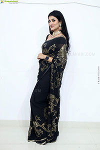 Navya Bale stills in Black Designer Saree, HD Gallery