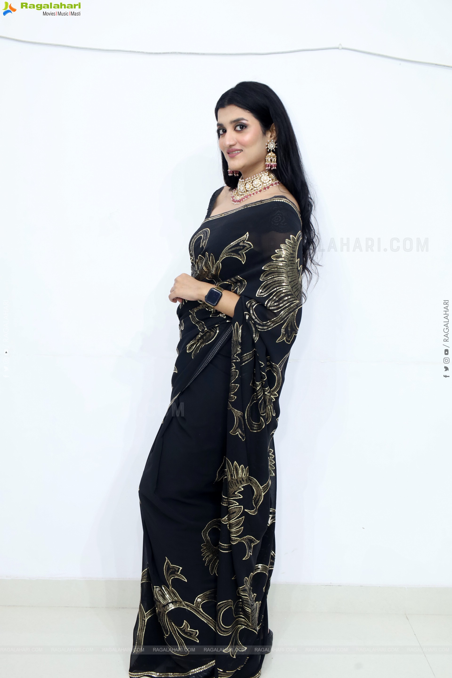 Navya Bale stills in Black Designer Saree, HD Gallery
