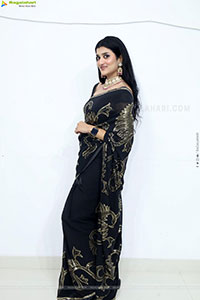 Navya Bale stills in Black Designer Saree, HD Gallery